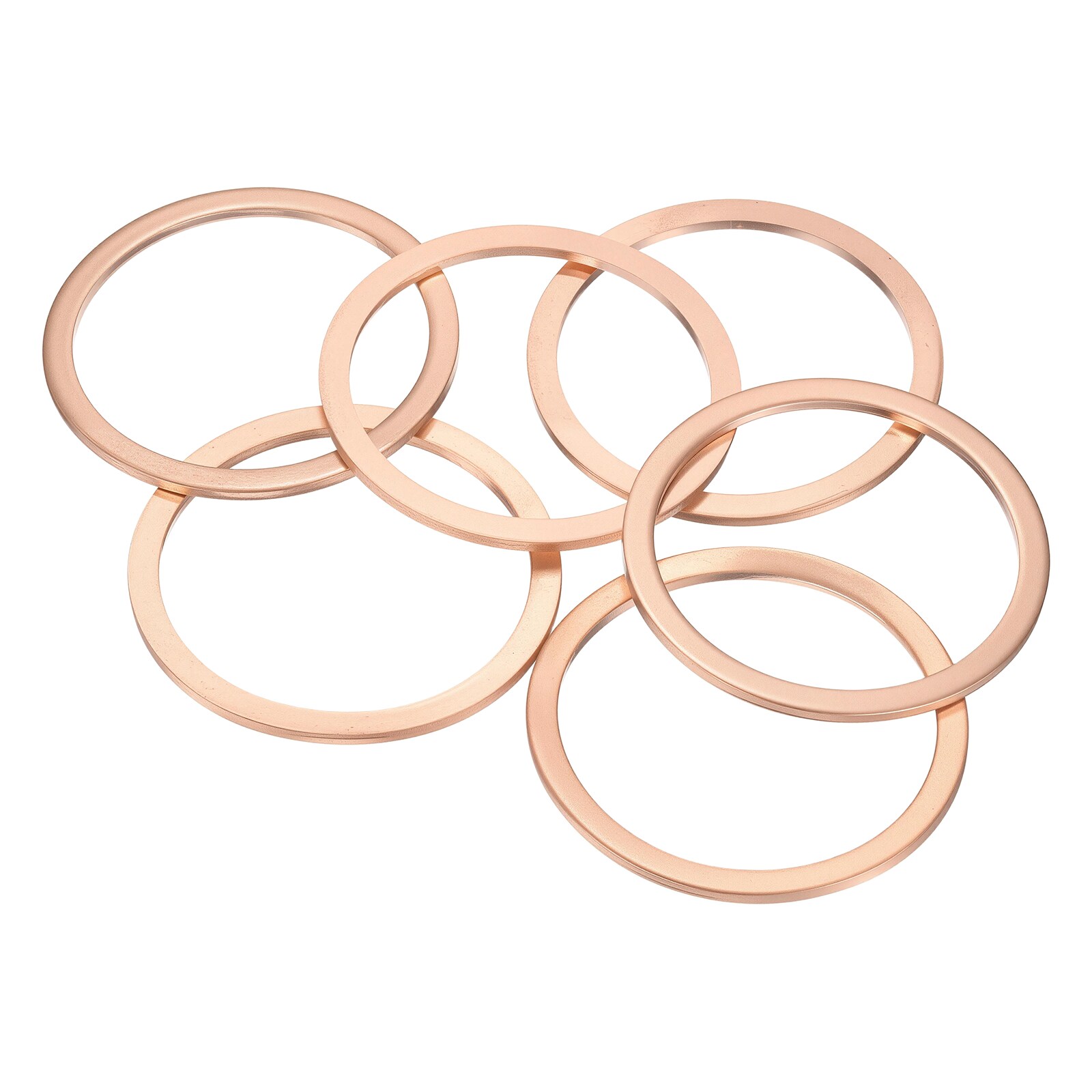 Unique Bargains 6pcs Flat Copper Washers 42x50x2mm Copper Upgraded Flat Metric Sealing Crush Ring Washers for Hydraulic Fittings Screw Bolt Nut Electronic Repair