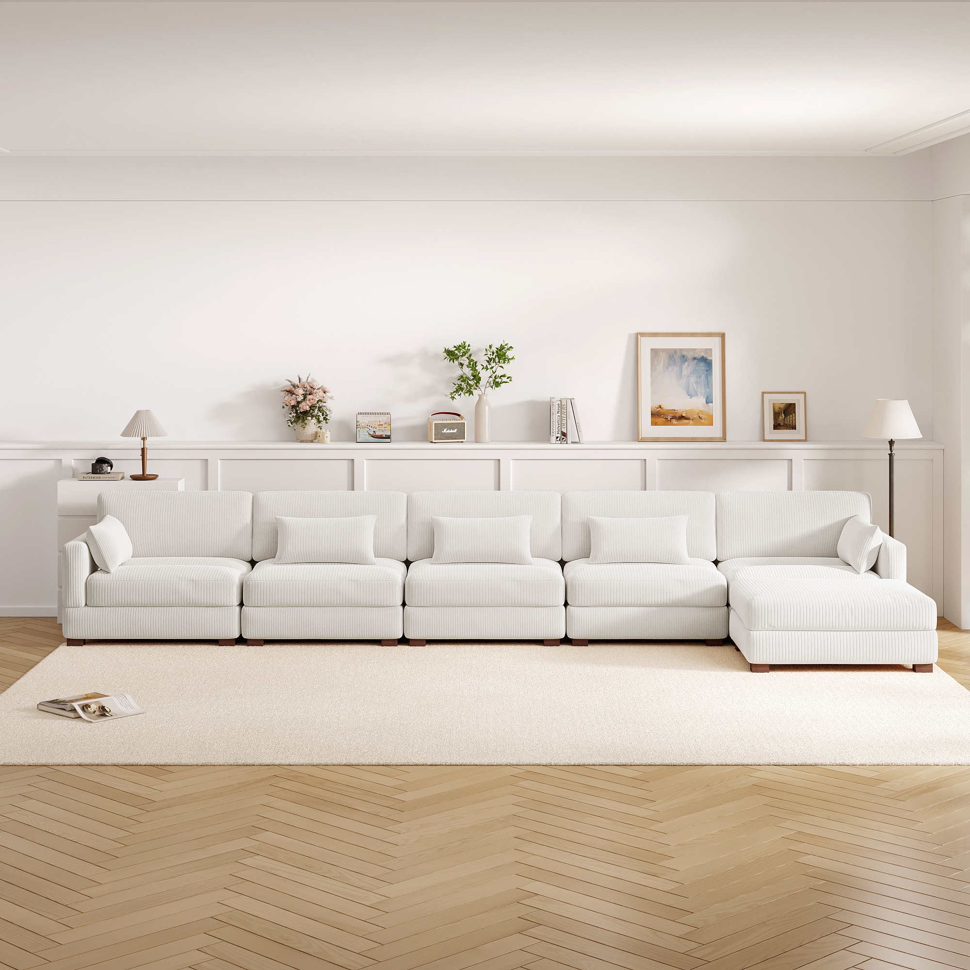 Dreamsidea - 199 Inch Modular Sofa Sectional L Shaped Sofa with 1 Ottoman - for Living Room - Fle...
