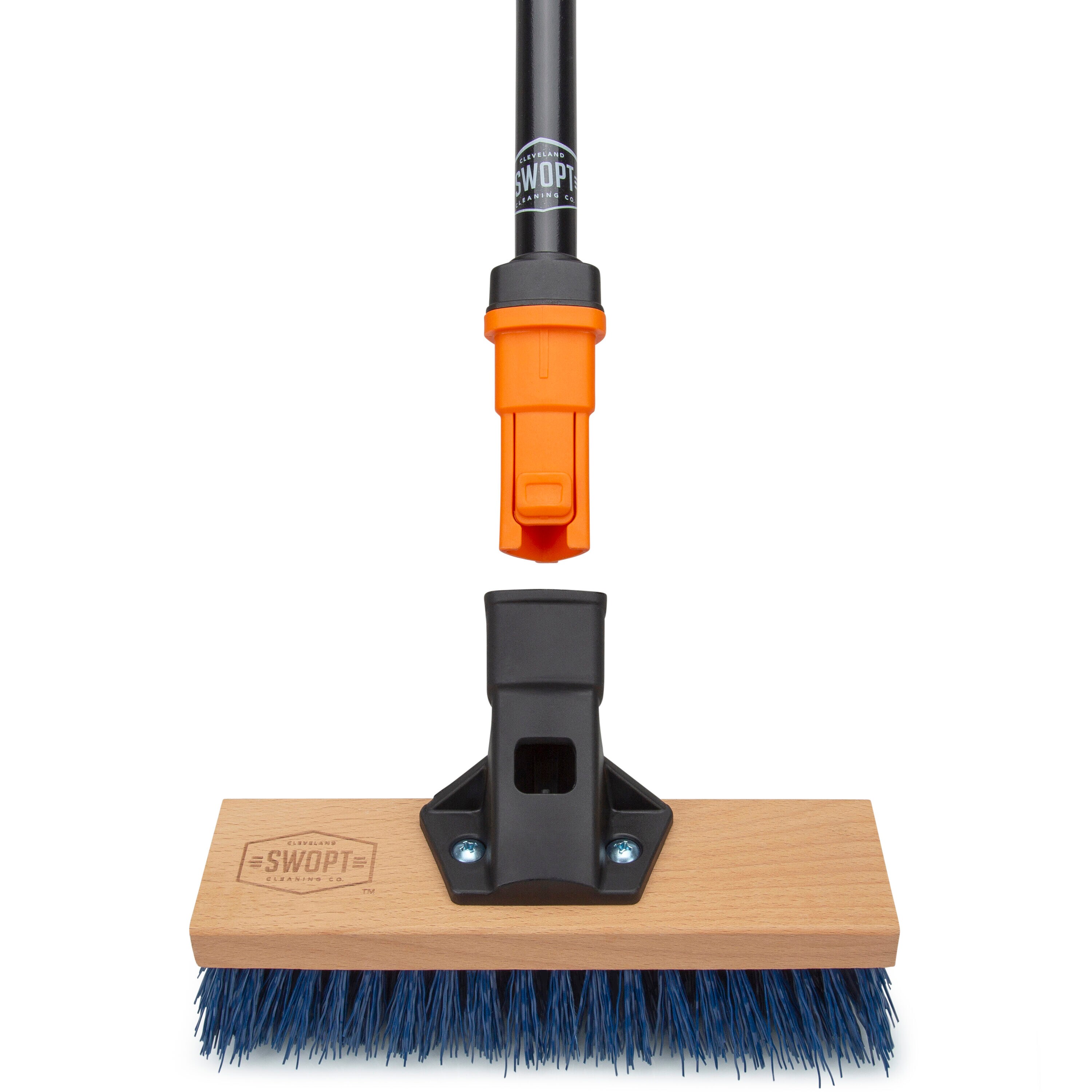 Cleanovation Deck Scrub Brush 53” Telescopic Handle 2 in 1 Patio Groove  Stiff Bristle Patio Scrubber for Cleaning Deck Patio