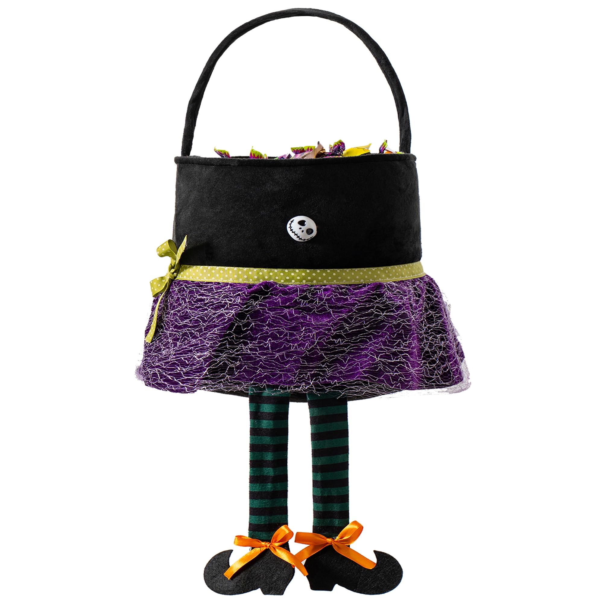 Vrbgify  Halloween Trick or Treat Bag Witchs Skirt Plush Candy Tote Bucket Multipurpose Portable Collapsible Reusable Goody Bucket for Kids