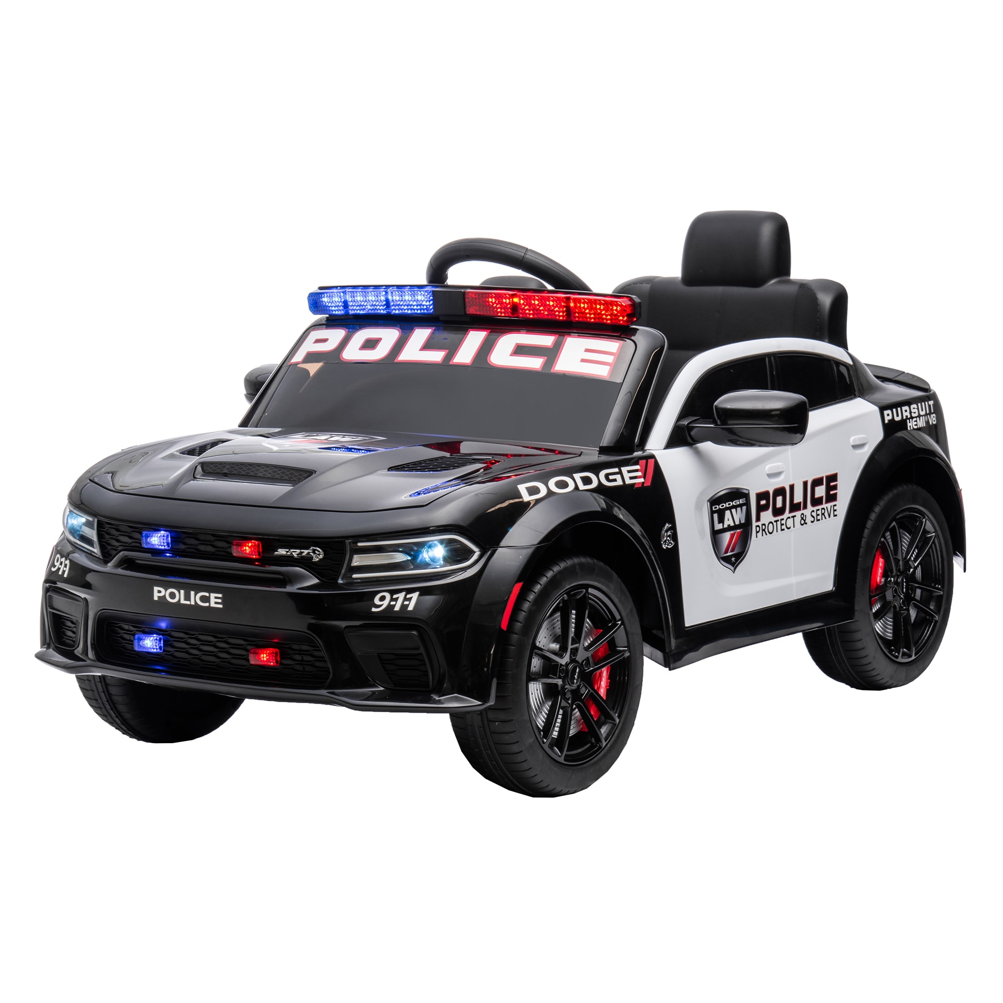 Gaierptone YYL0GMMLWPD 12-volt Kid Trax Dodge Charger Police 12-volt Battery Ride-On Toy Car