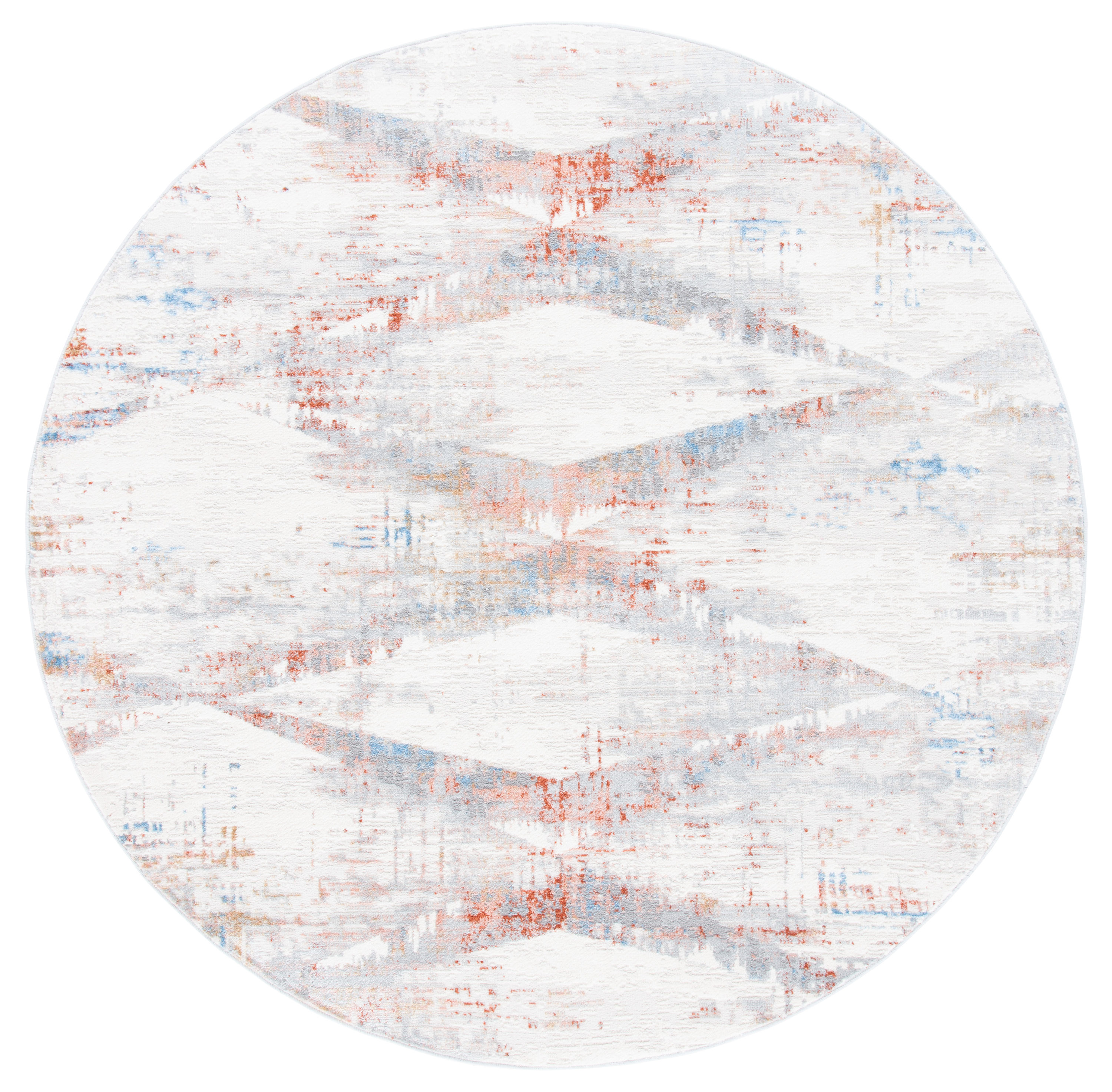 Safavieh ALA478B-7R Amelia Bortola 7 x 7 (ft) Loomed Synthetic Ivory/Rust Round Indoor Geometric Bohemian/Eclectic Area rug