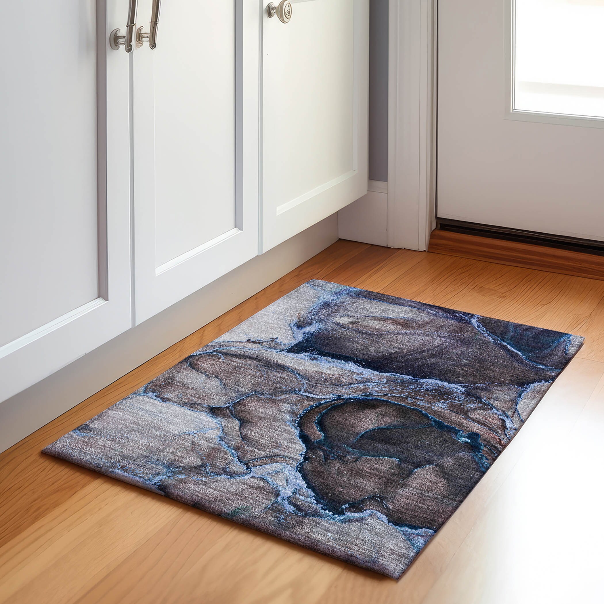 Addison Rugs AMF551DN2X8 Mayfield AMF551DN 2 x 7 (ft) Loomed Polyester Denim Rectangular Indoor Geometric Machine washable Area rug