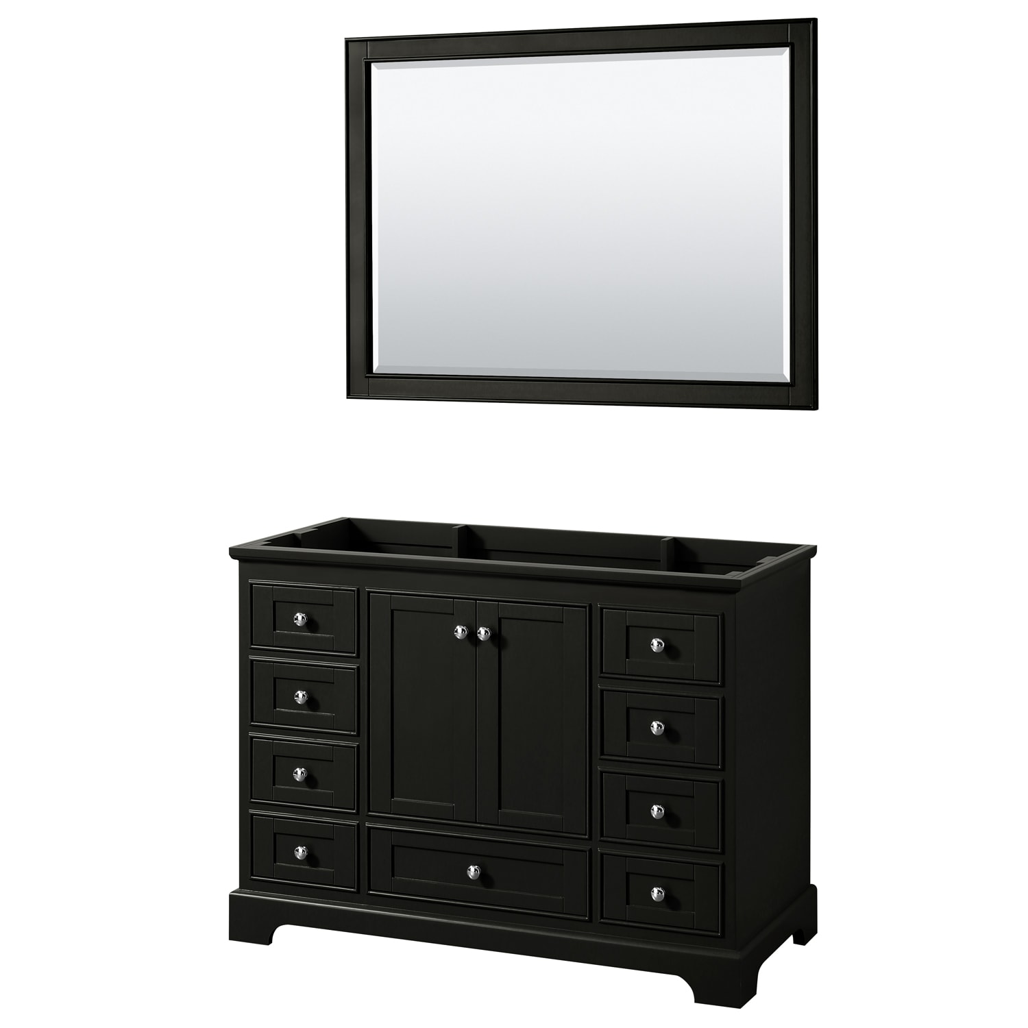 Wyndham Collection WCS202048SDECXSXXM46 Deborah 48-in Dark Espresso with Polished Chrome Trim Bathroom Vanity Base Cabinet without Top (Mirror Included)