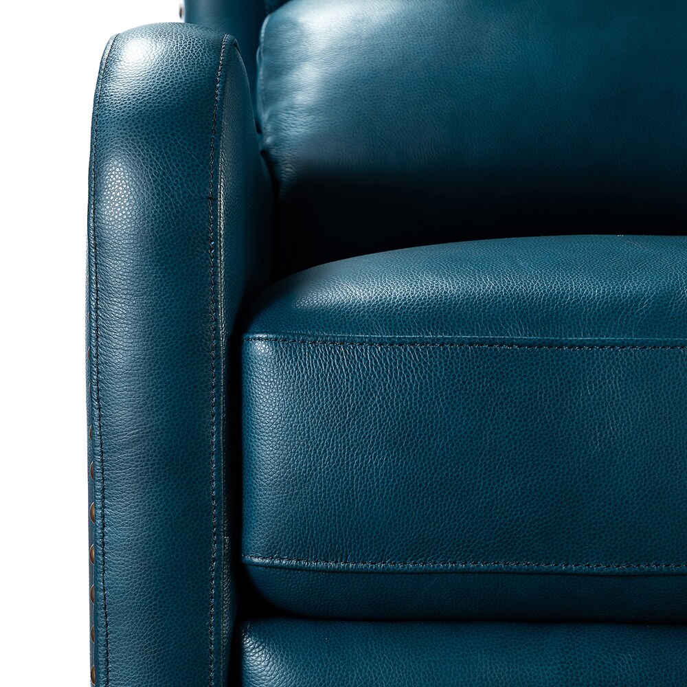 14 Karat Home Turquoise Leather Upholstered Recliner in the Recliners ...