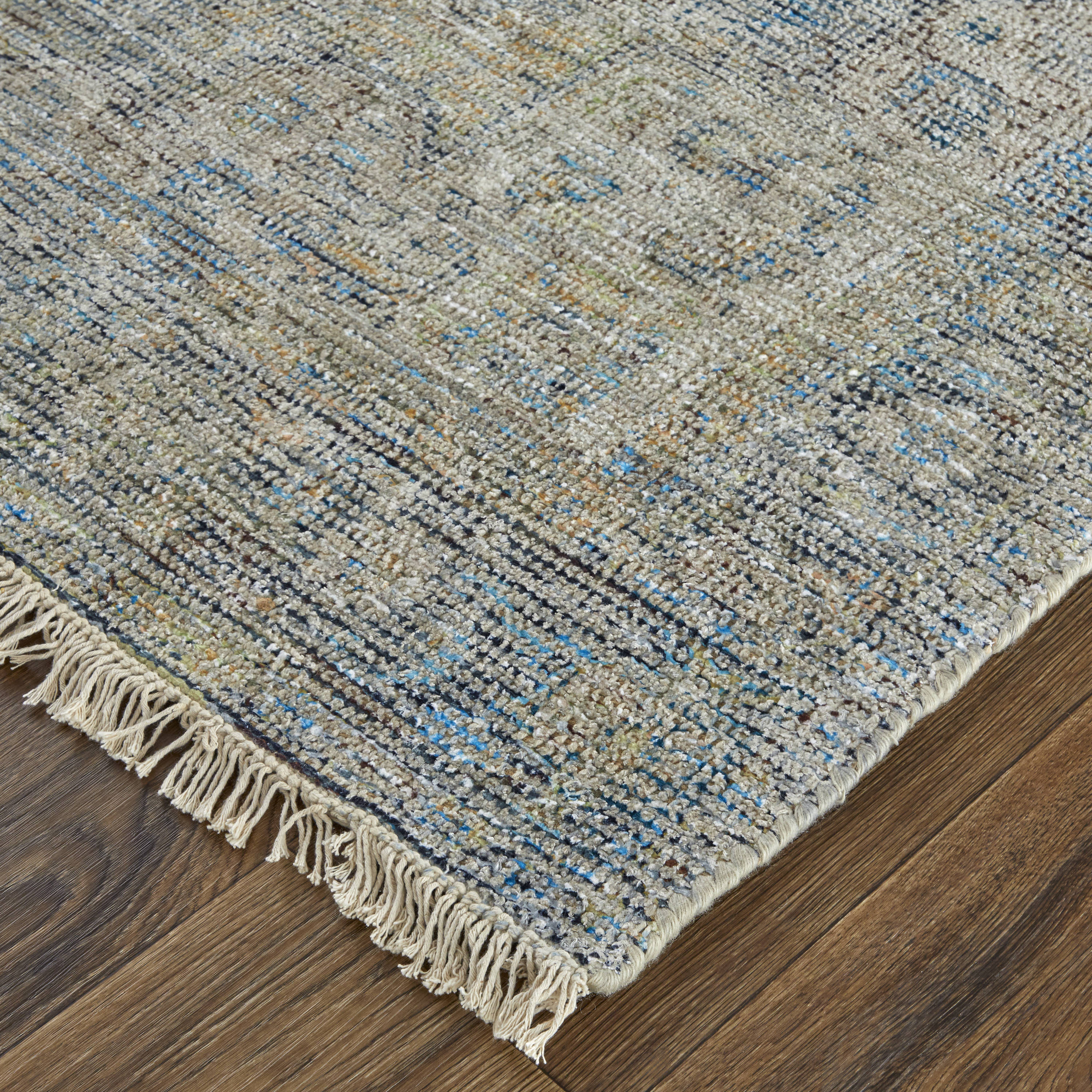 Spa Blue & Warm Gray Handmade Tufted Wool-Viscose Blend Area Rug - 2' x 3'