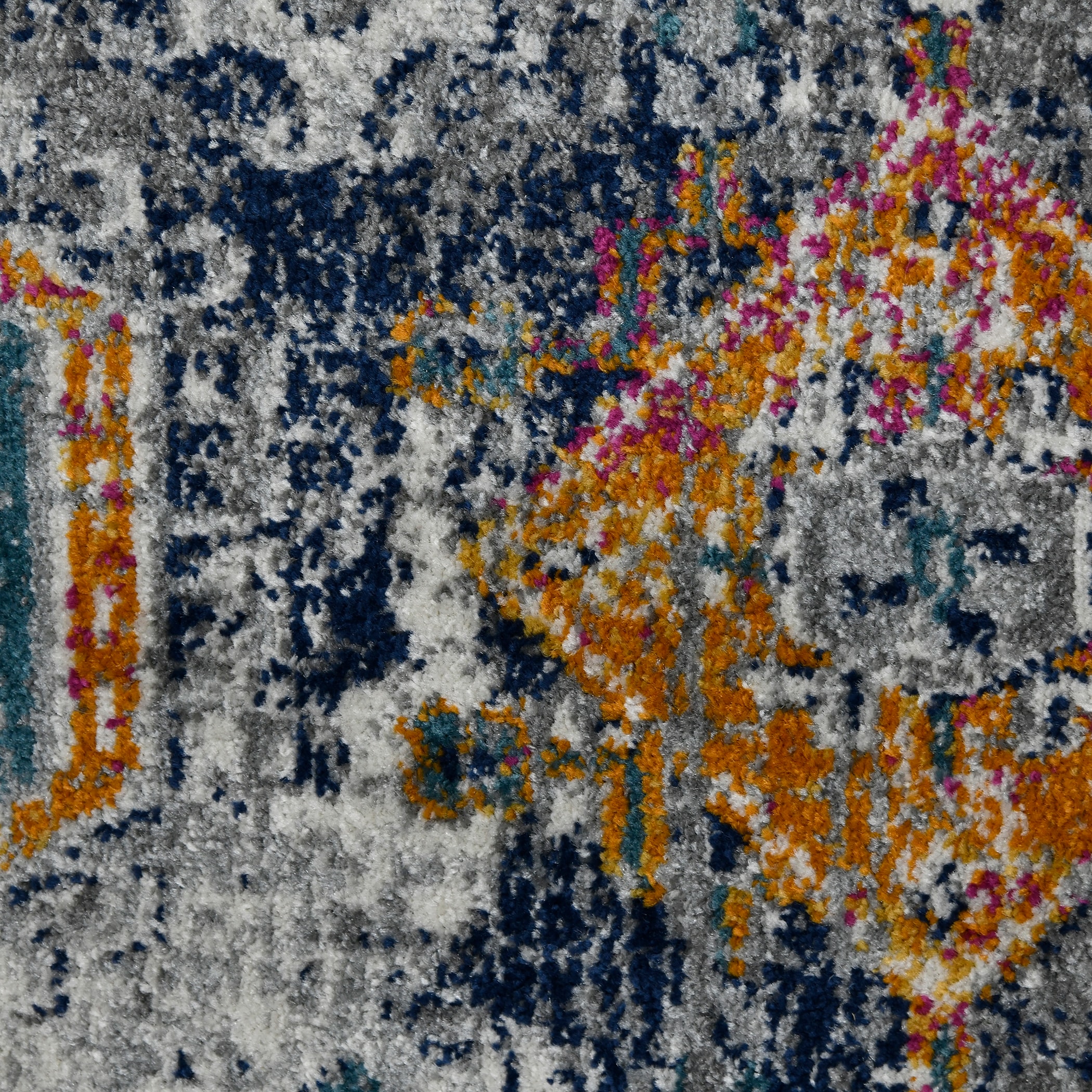 Uptown Bohemian Blue Geometric 5'3" x 7'6" Synthetic Area Rug