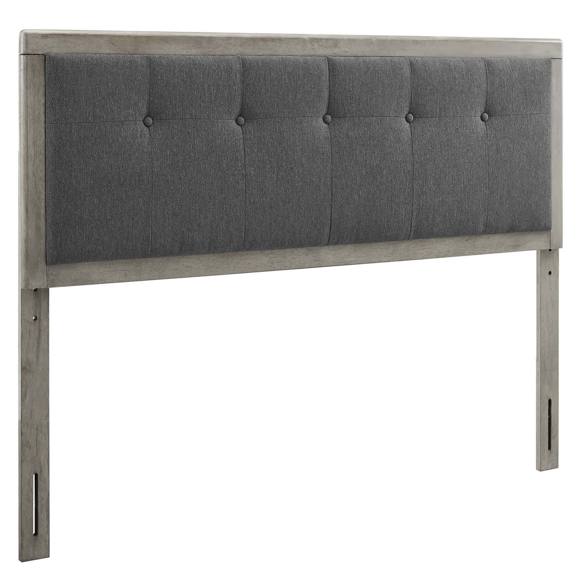 Modway  Draper Tufted Fabric and Wood Queen Headboard in Gray Charcoal