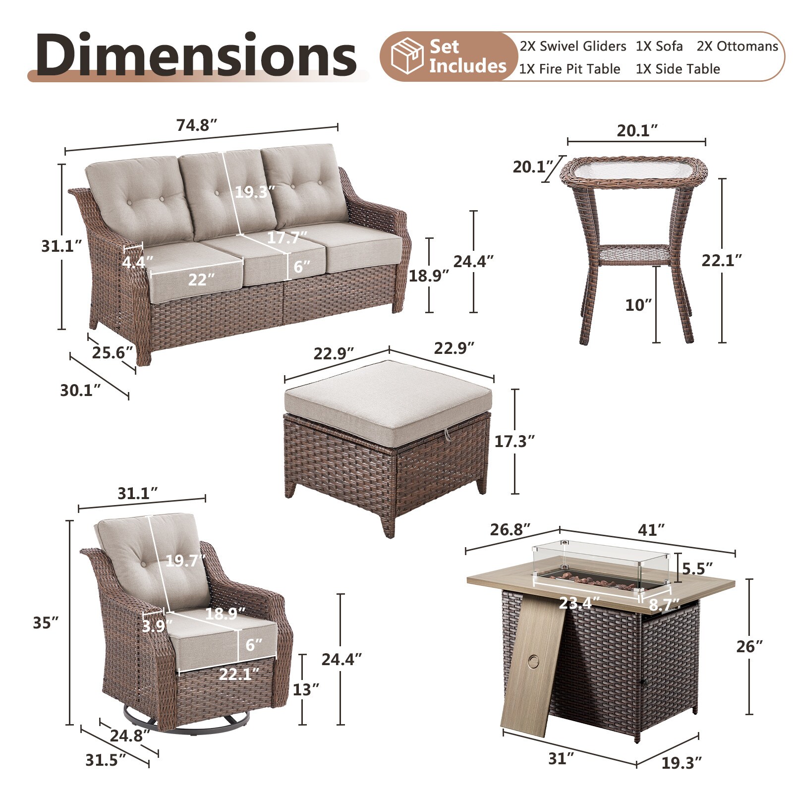 Rilyson FS144CCBR13206014-2 Patio-Conversation-Sets - View #16