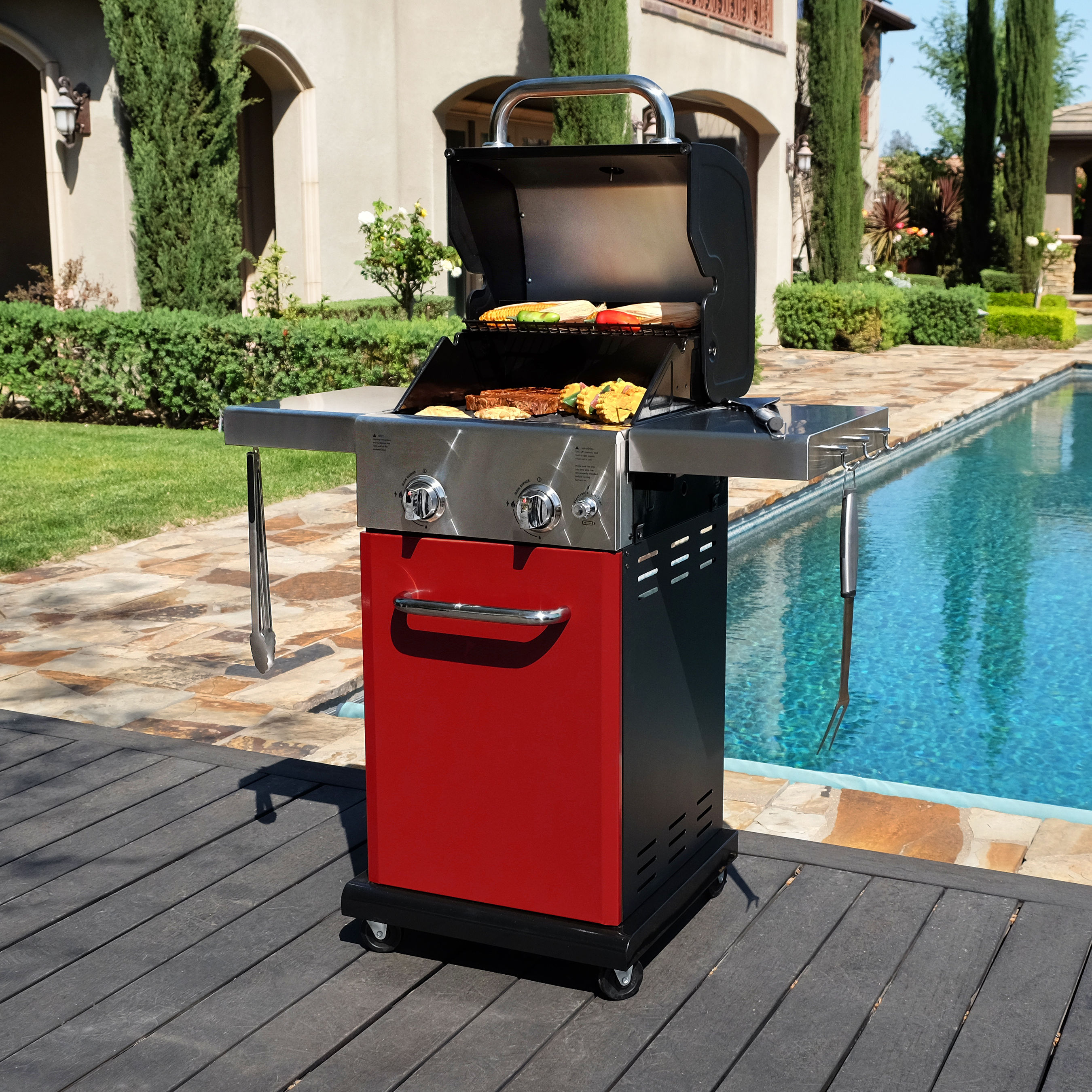 Permasteel Red 2-Burner Liquid Propane Gas Grill in the Grills department at Lowes.com