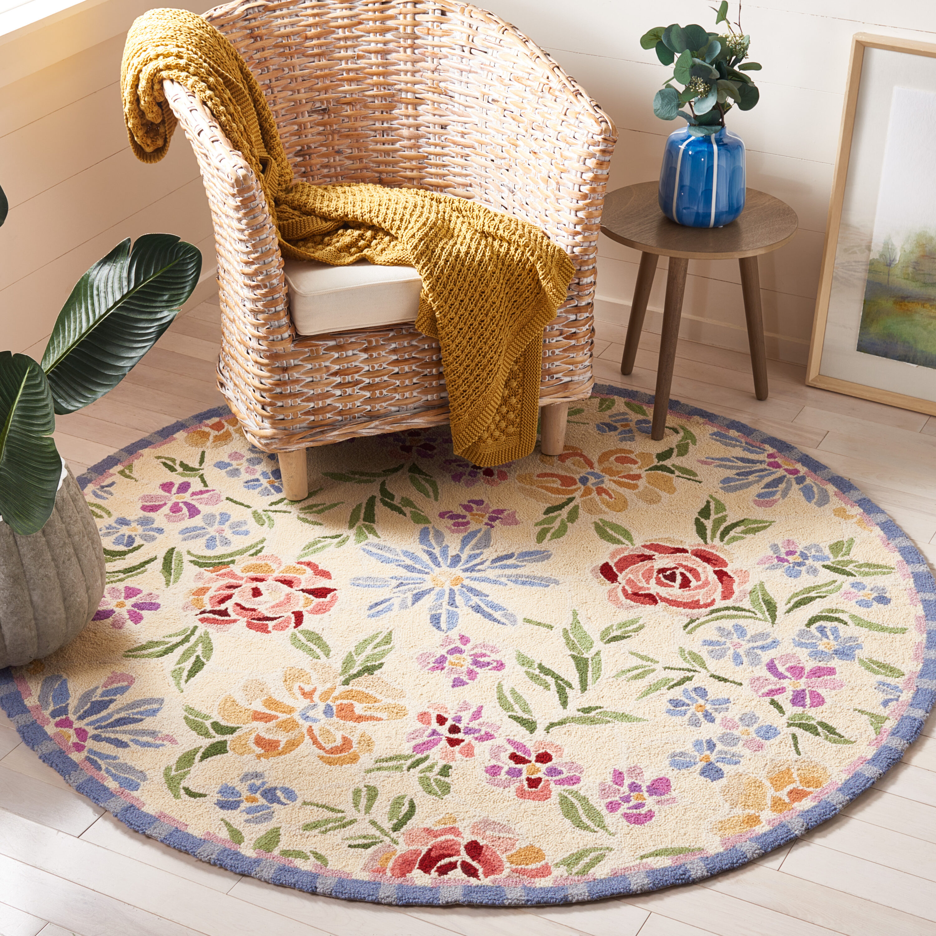 Chelsea Hooked Rug  214A   Ivory 4in x 4in Rug