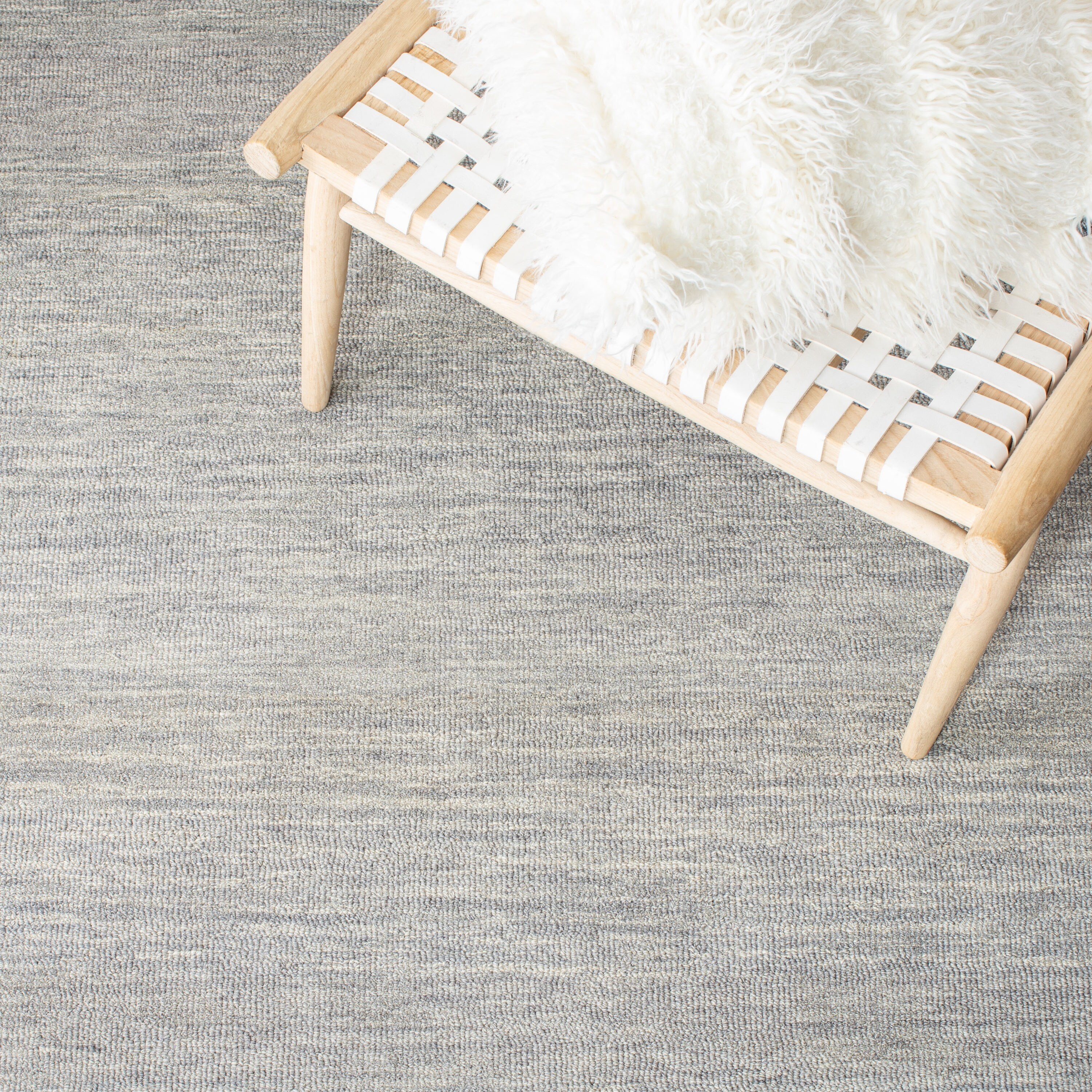 Grey and Brown Hand-Tufted Wool 6' x 6' Square Area Rug