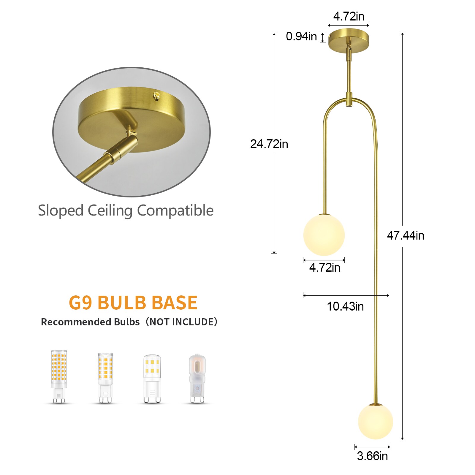 ZHLLMQ Modern 4.72 in 2-Light 2 Pack Brushed Gold Series Milk Glass ...