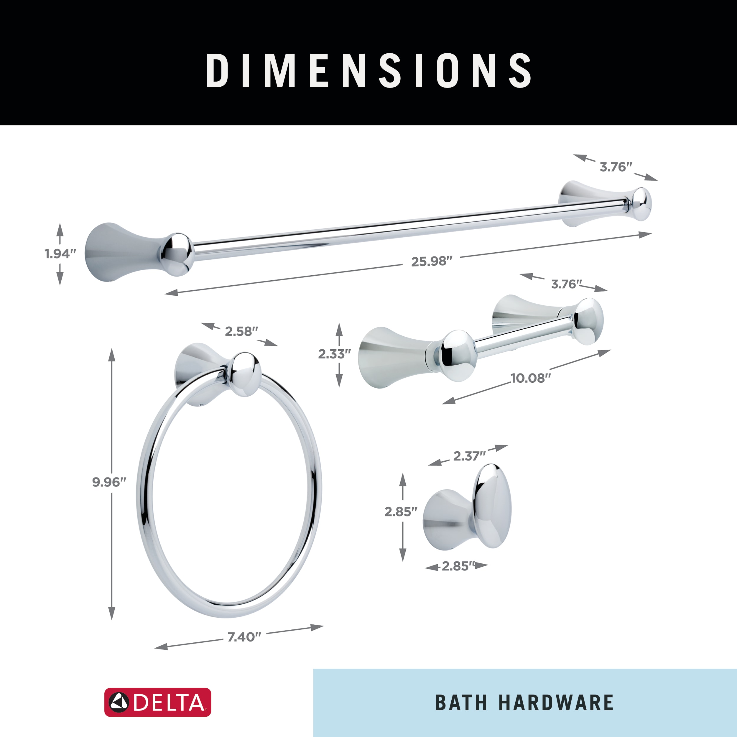 Delta 4-piece Lahara Polished Chrome Decorative Bathroom Hardware Set 