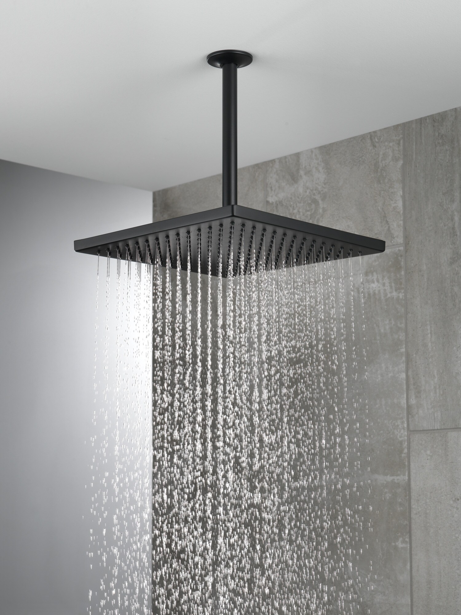 Matte Black Square Metal Ceiling Mount Rain Shower Head
