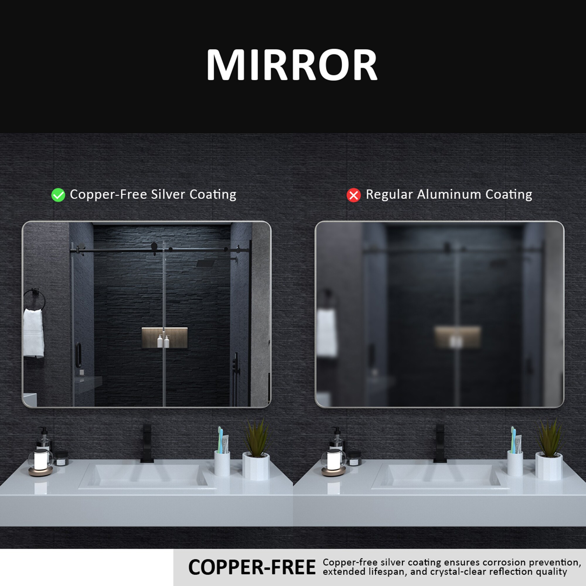 ExBrite FUBM3036BN Framed-Bath-Mirrors - View #5