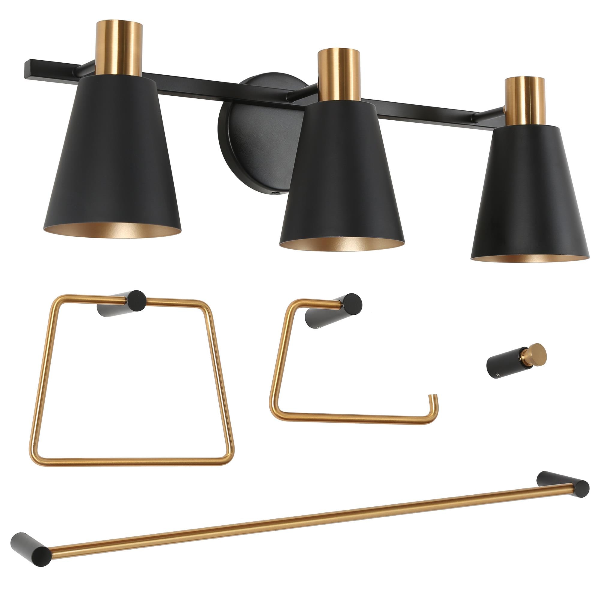 Uolfin QQYR7J-LWS23833-O7 22-in 3 -Light Matte Black Modern/contemporary Vanity light