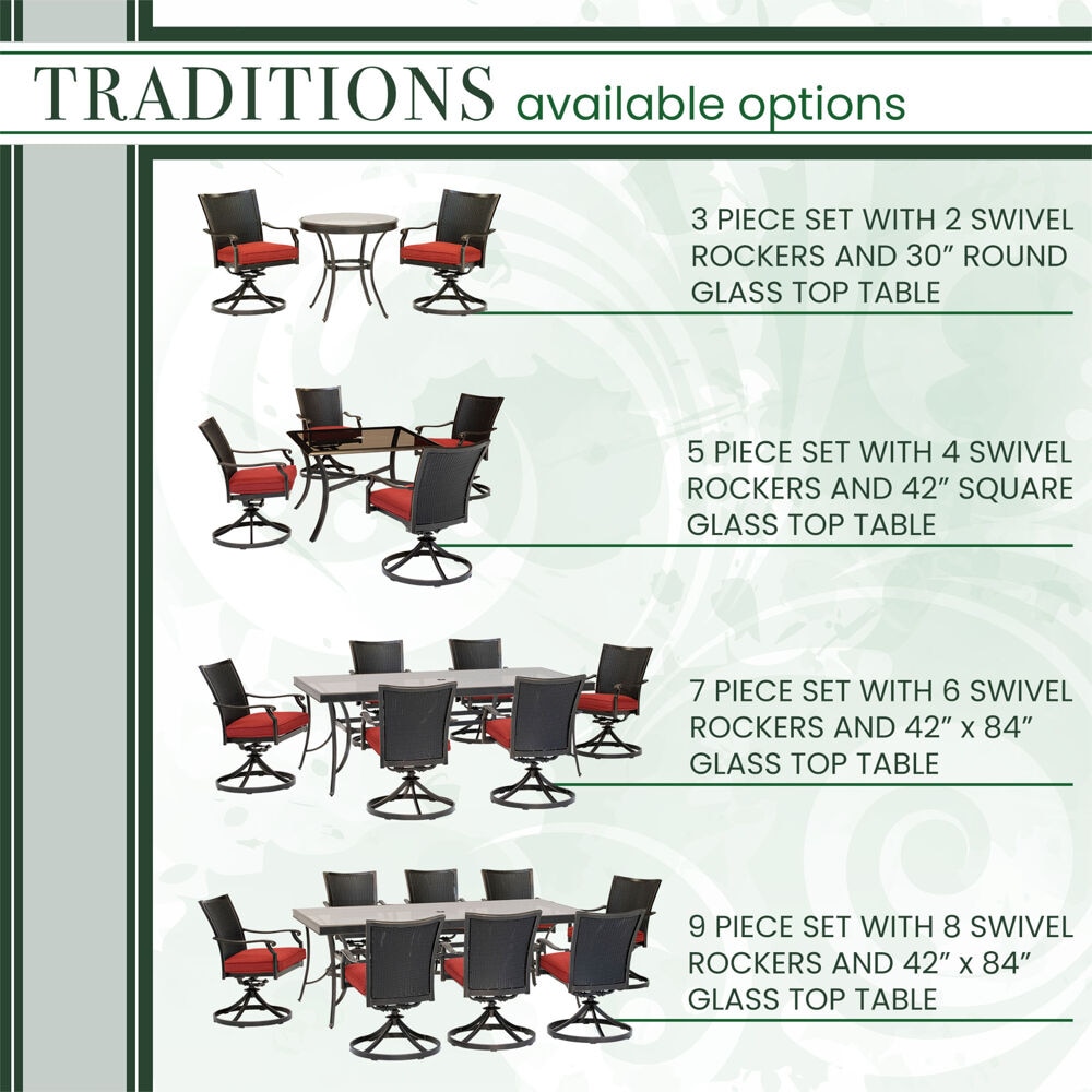 Hanover TRADDNWB7PCSWG-RED Patio-Dining-Sets - View #3