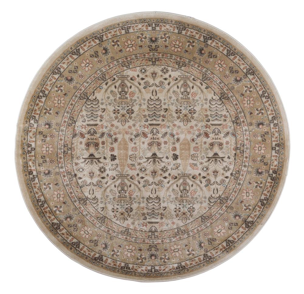 Radici USA 3812/1024/CREAM Garda 5 x 5 (ft) Polypropylene Cream Round Indoor Floral/Botanical Vintage Area rug