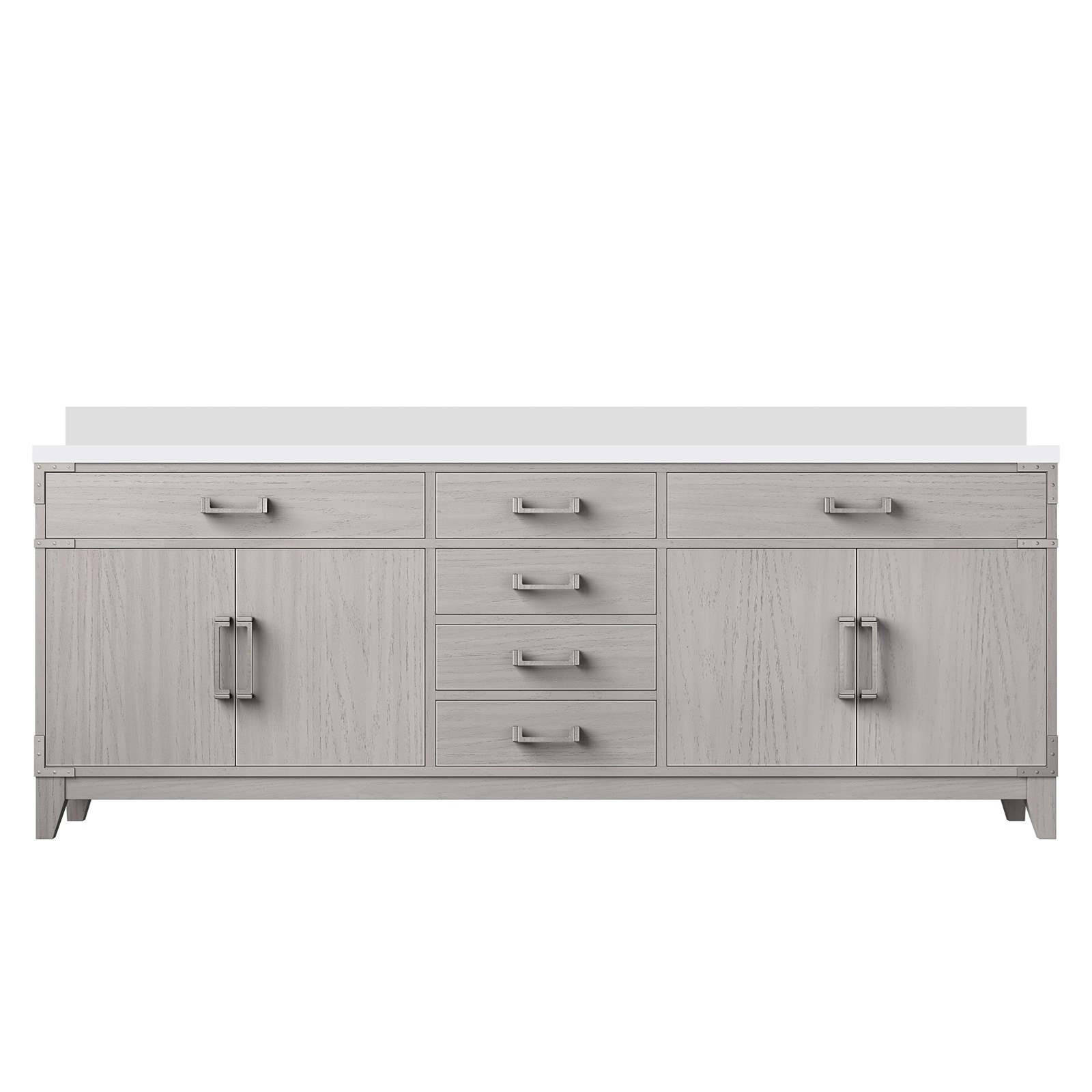 Lexora LVW84DM300 Wilton 84-in White Oak Undermount Double Sink Bathroom Vanity with White Cultured Marble Top