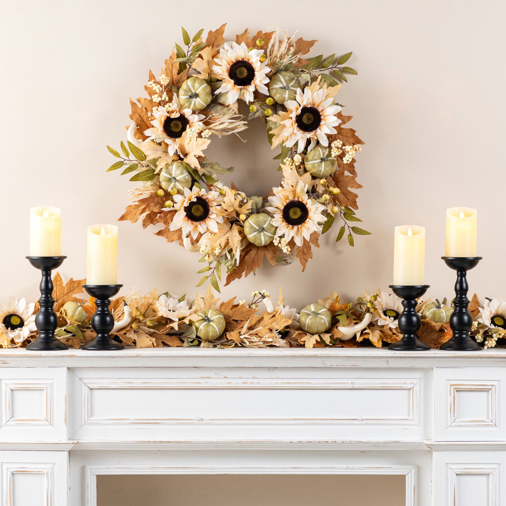 Glitzhome 2019500031 Artificial-Thanksgiving-Wreaths - View #6