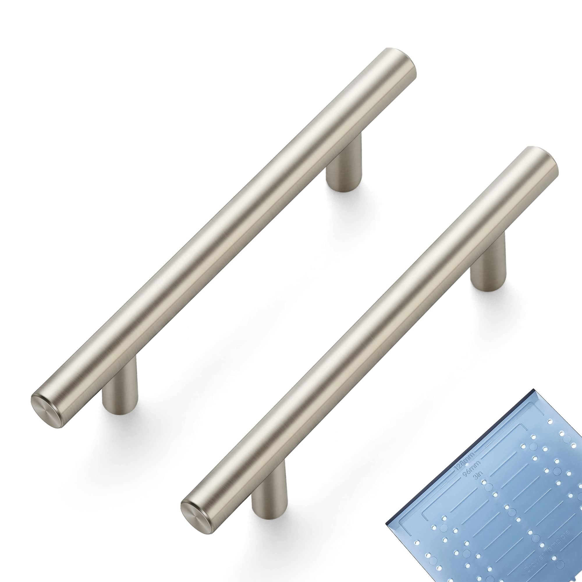 LILILIAN FMY  40 Pack 6 Inch Cabinet Pulls Brushed Nickel Stainless Steel Kitchen Drawer Handles with 3 3/4 Inch Hole Center and Mounting Template