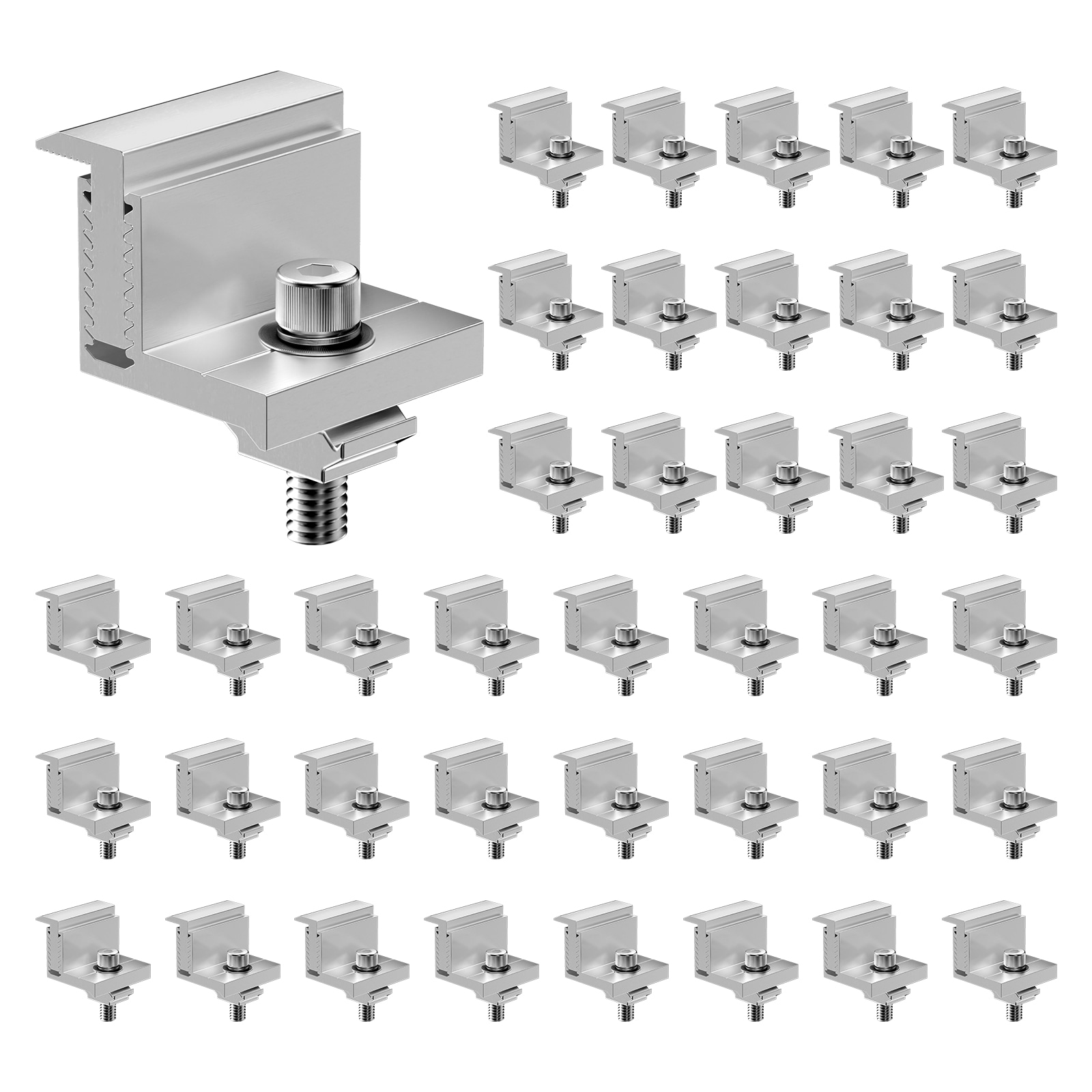 VEVOR Solar Panel Z Mounting Brackets  35-50mm Adjustable Solar Panel End Clamps  Lightweight Anodized Aluminum Solar Panel Mount Z Brackets for RVs  Campers  Boats  Walls  Roof (40 PCS)