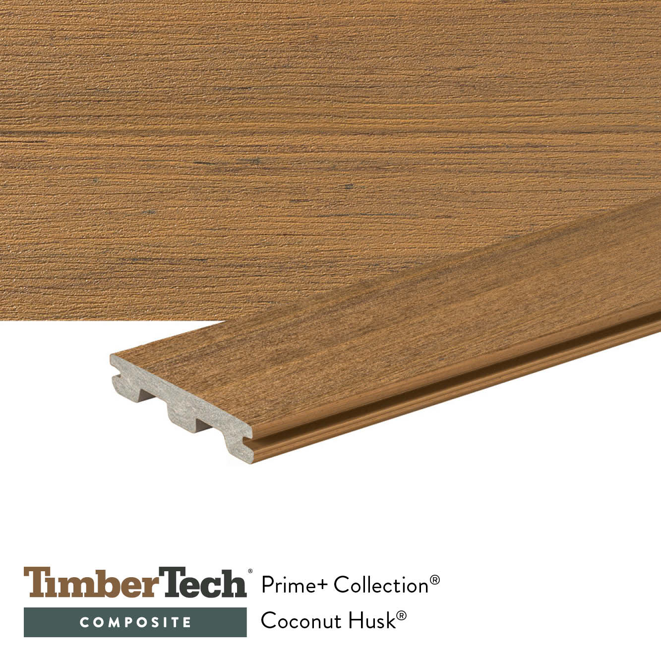 TimberTech Prime+ 1-in x 6-in x 16-ft Coconut Husk Grooved/Scalloped Composite Deck Board