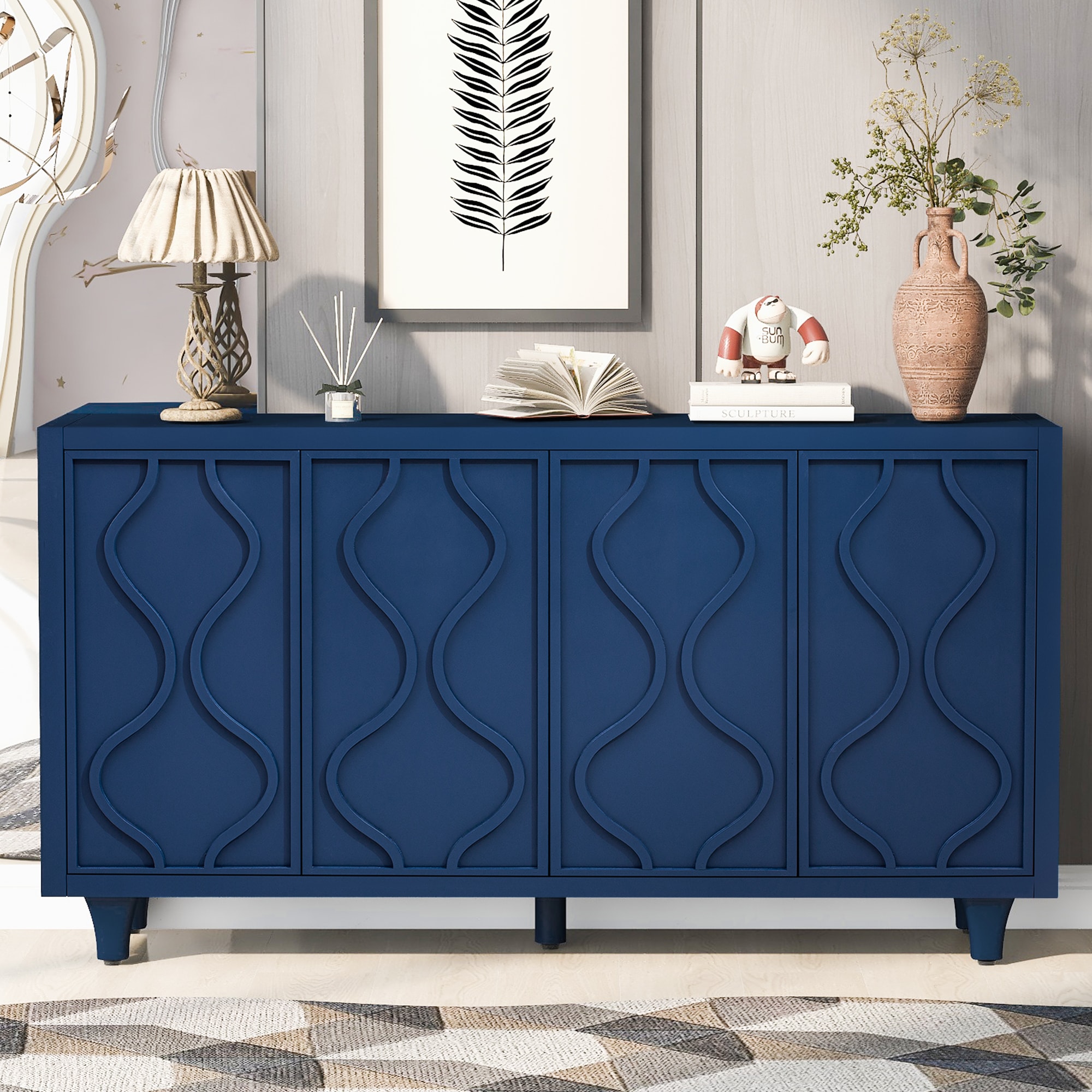 JIMSMAISON JMUSSB14NB Contemporary/Modern Navy Blue Sideboard