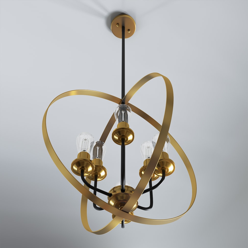 Randolph 24'' Black and Brass Globe Chandelier