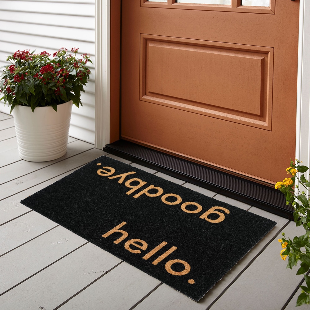 Style Selections WG-1830-HLOGDBYBLK 1-1/2-ft x 2-1/2-ft Natural Coir/Vinyl Rectangular Indoor or outdoor Door mat