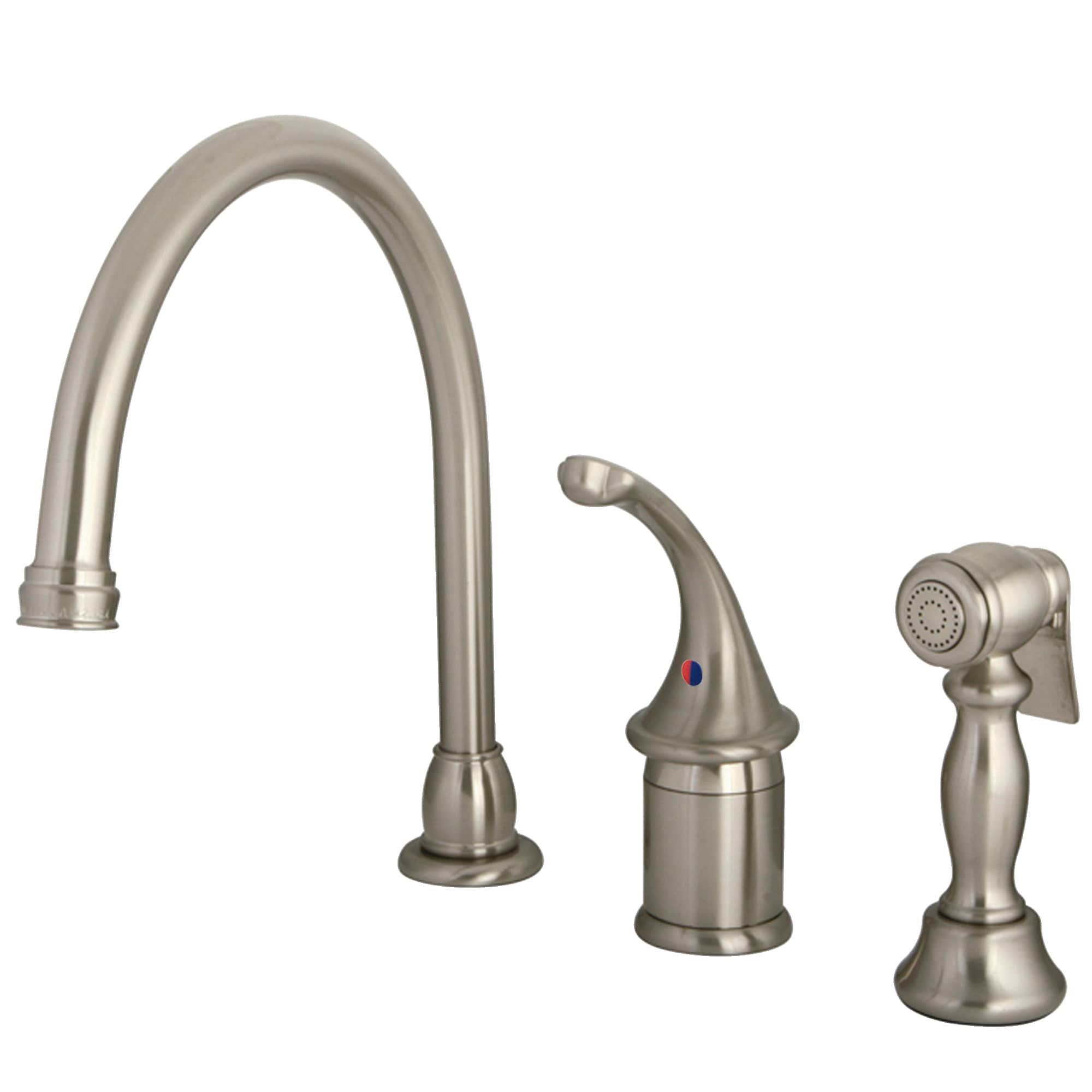 Kingston Brass WLKB3818GLBS Georgian Brushed nickel Single Handle Deck-mount Kitchen Faucet with Sprayer ( Side Sprayer Included )