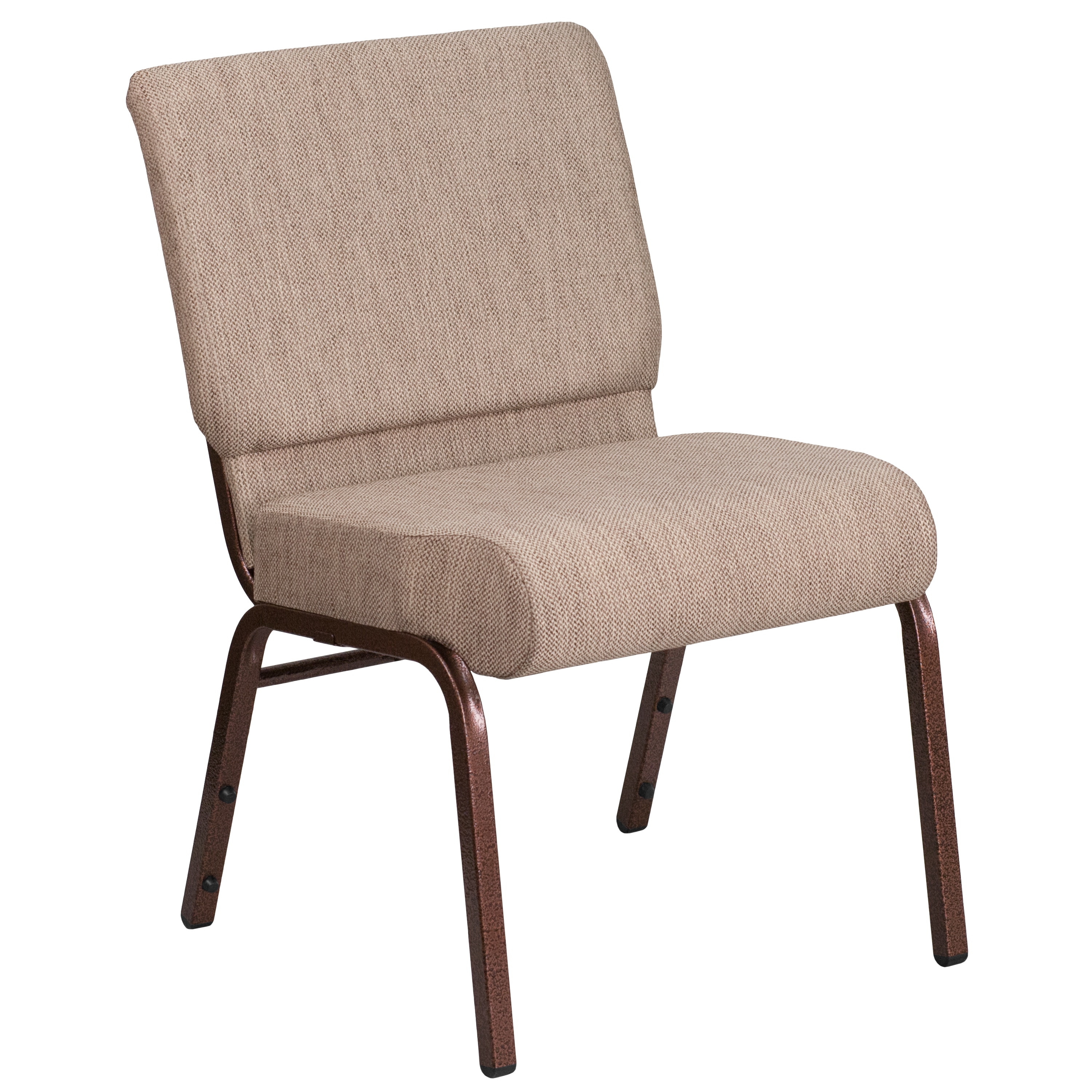 Emma + Oliver 889142730941 21-in W Stacking Church Chair in Beige Fabric - Copper Vein Frame