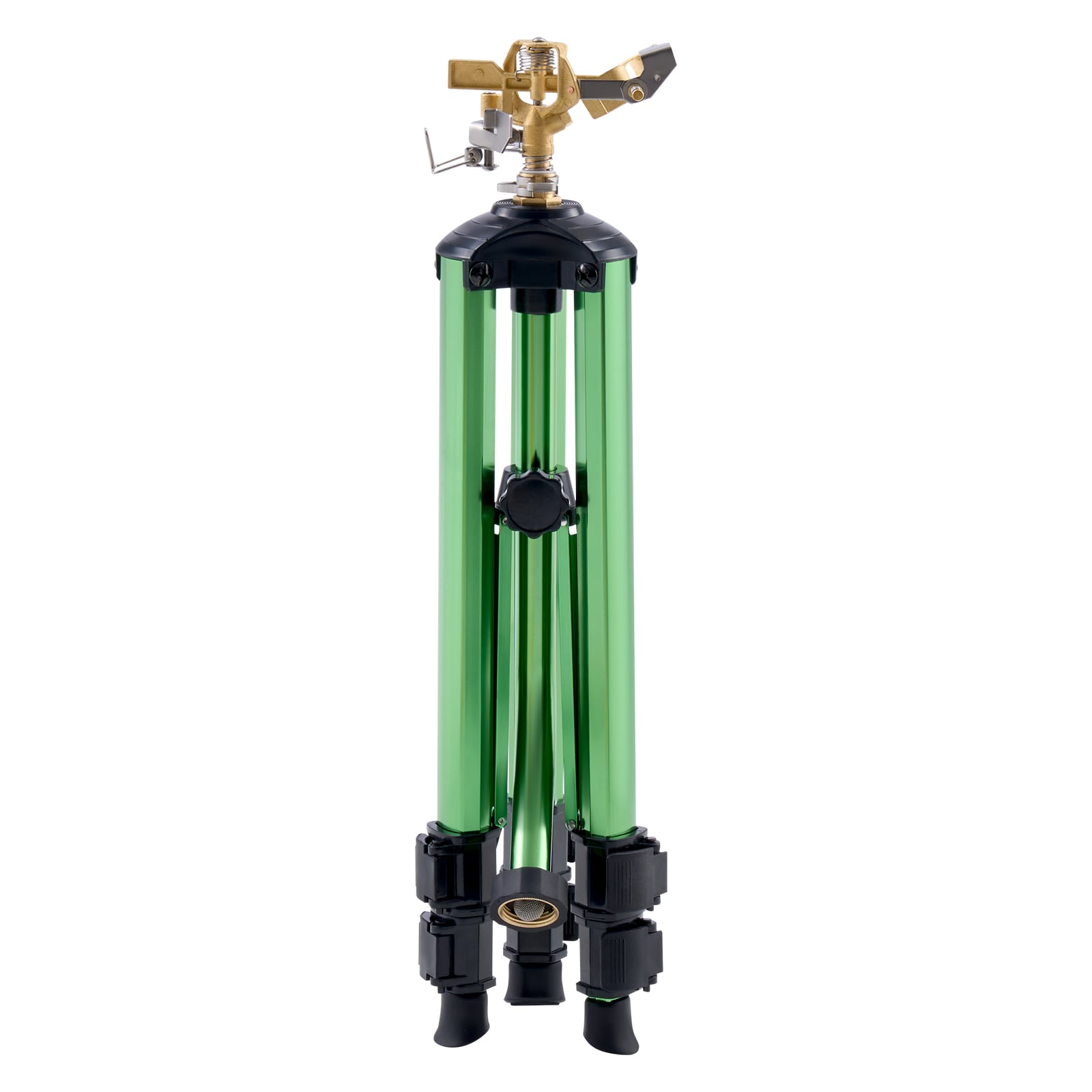 VEVOR Impact Sprinkler on Tripod Base Heavy Duty Tripod Sprinklers with Brass Head and 3/4in Connector 360 Degree Large Area Coverage Irrigation Sprinkler Adjustable Heights Sprinkler for Yard Green
