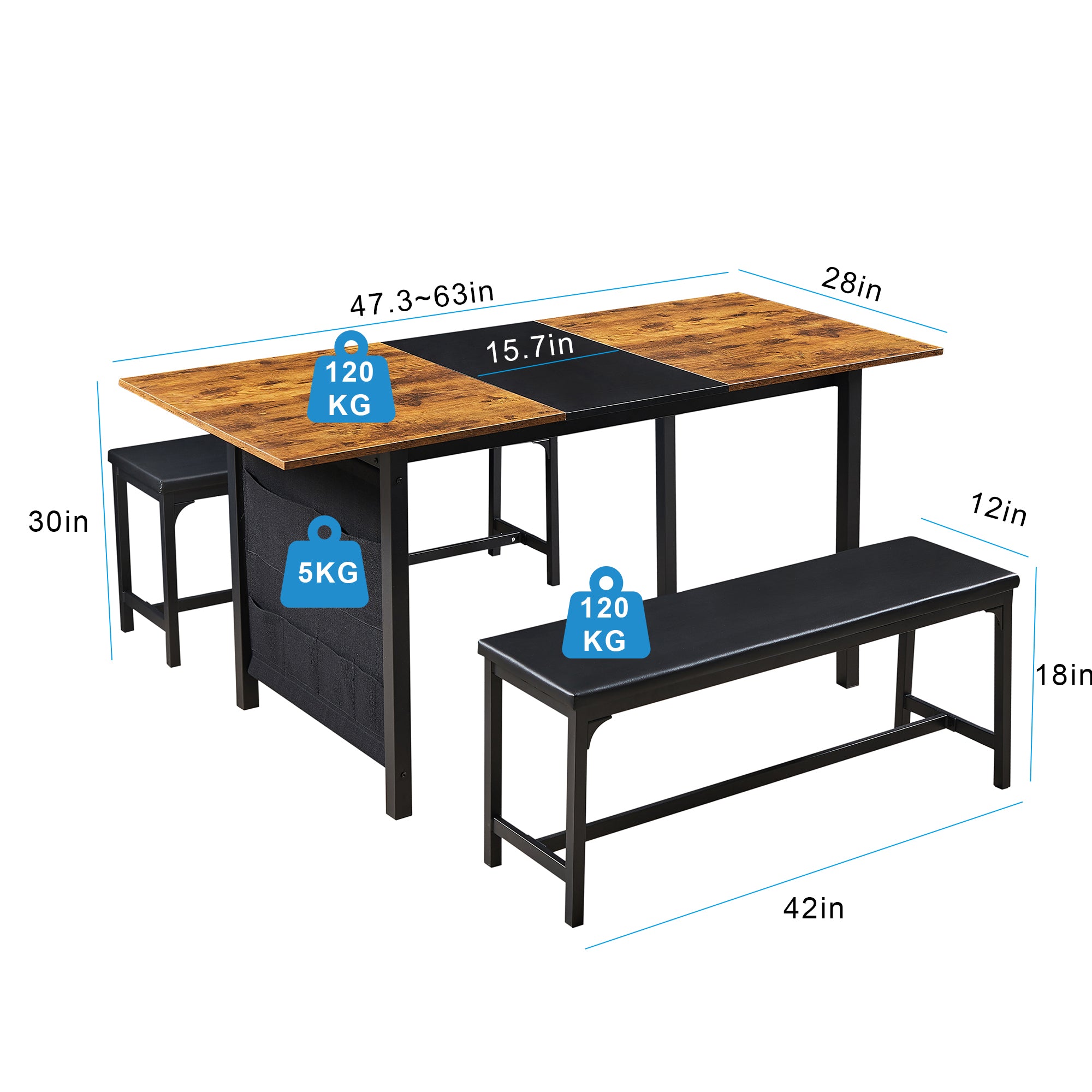 Vecelo LOE-TC17-BRN Dining-Sets - View #3