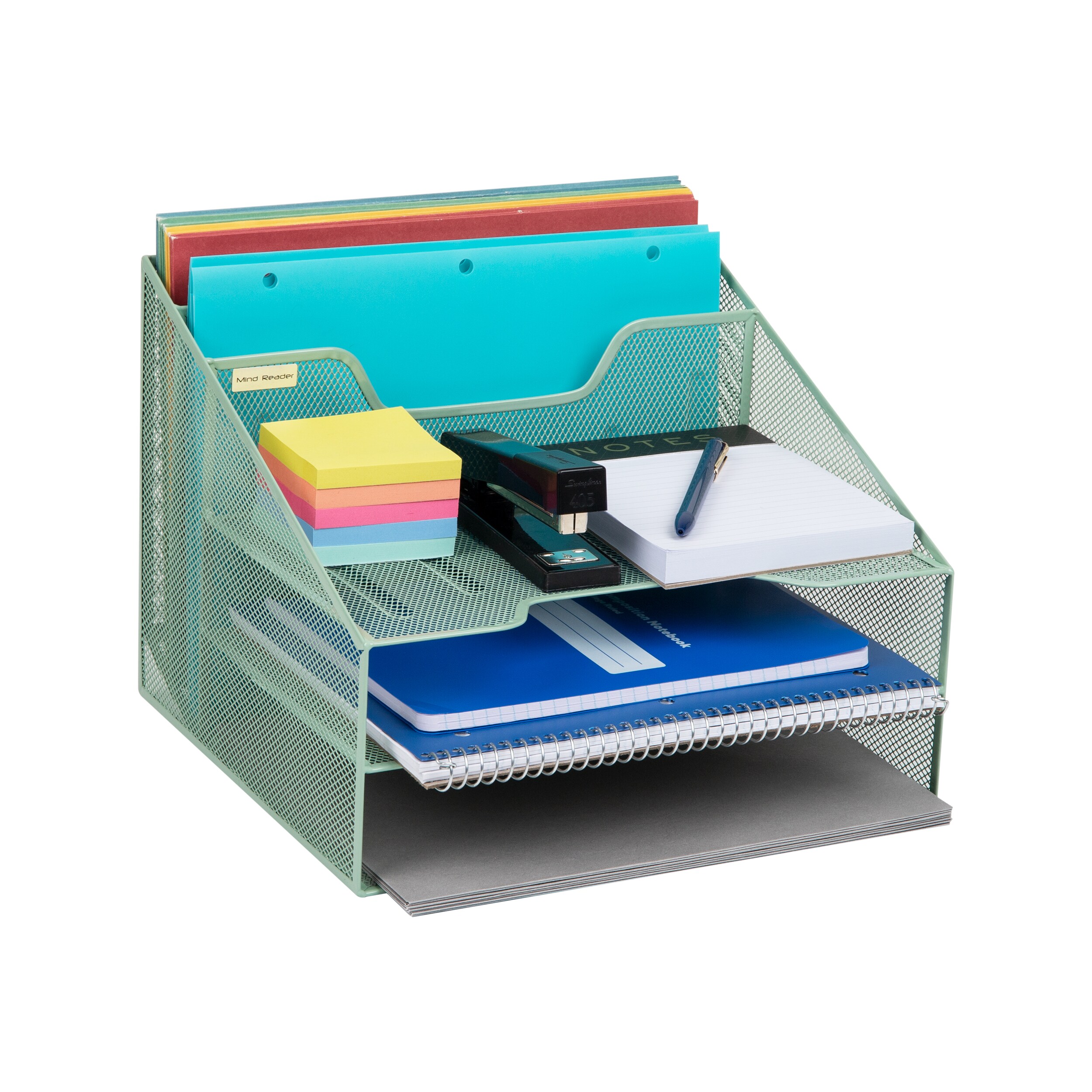 Mind Reader MESHBOX5-GRN Metal 5 Compartment Letter Tray, Pack of 1, Green