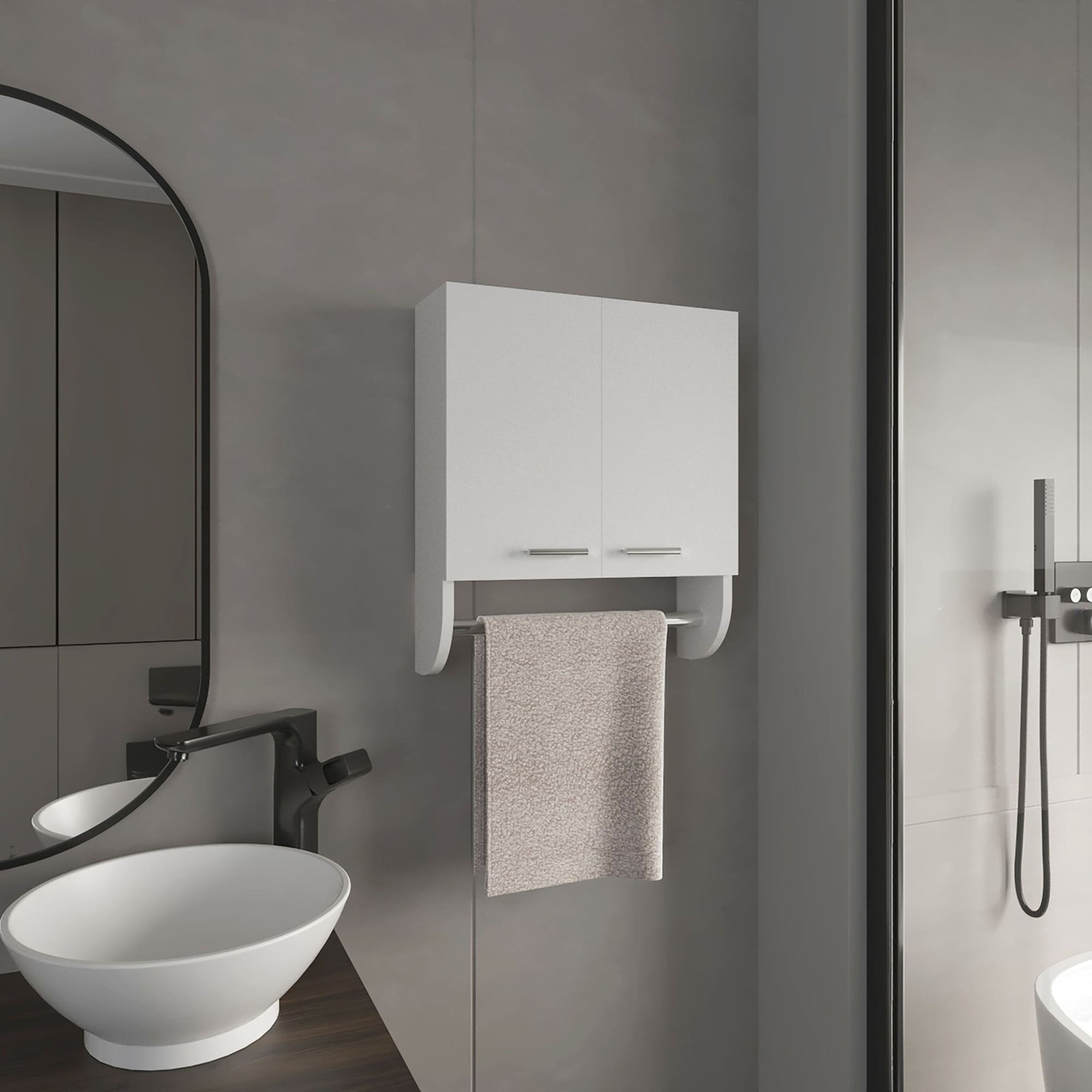 IAK 20 inch White Engineered Wood Medicine Cabinet with 2 Shelves and 2 Doors