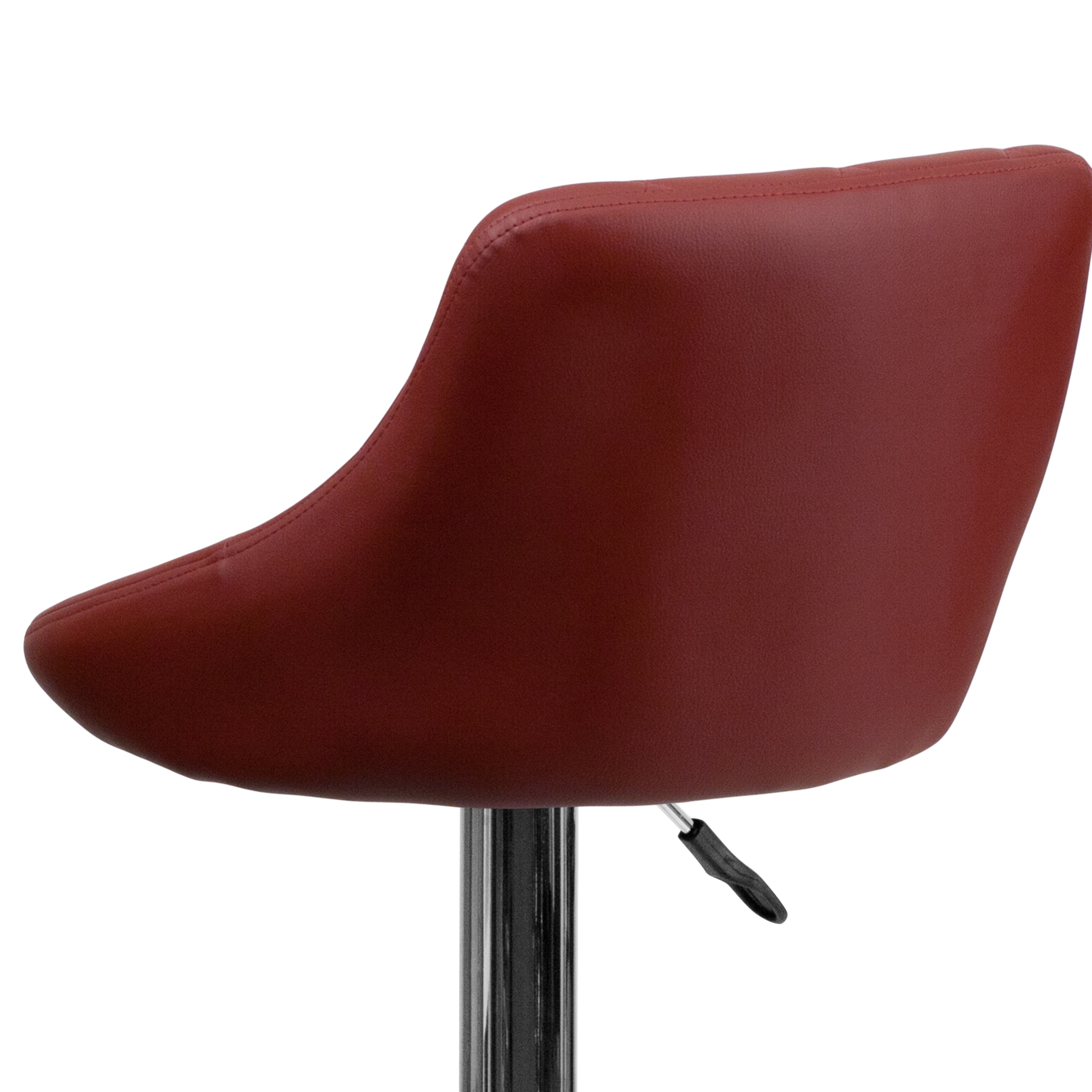 Burgundy Vinyl Adjustable Swivel Barstool with Chrome Base