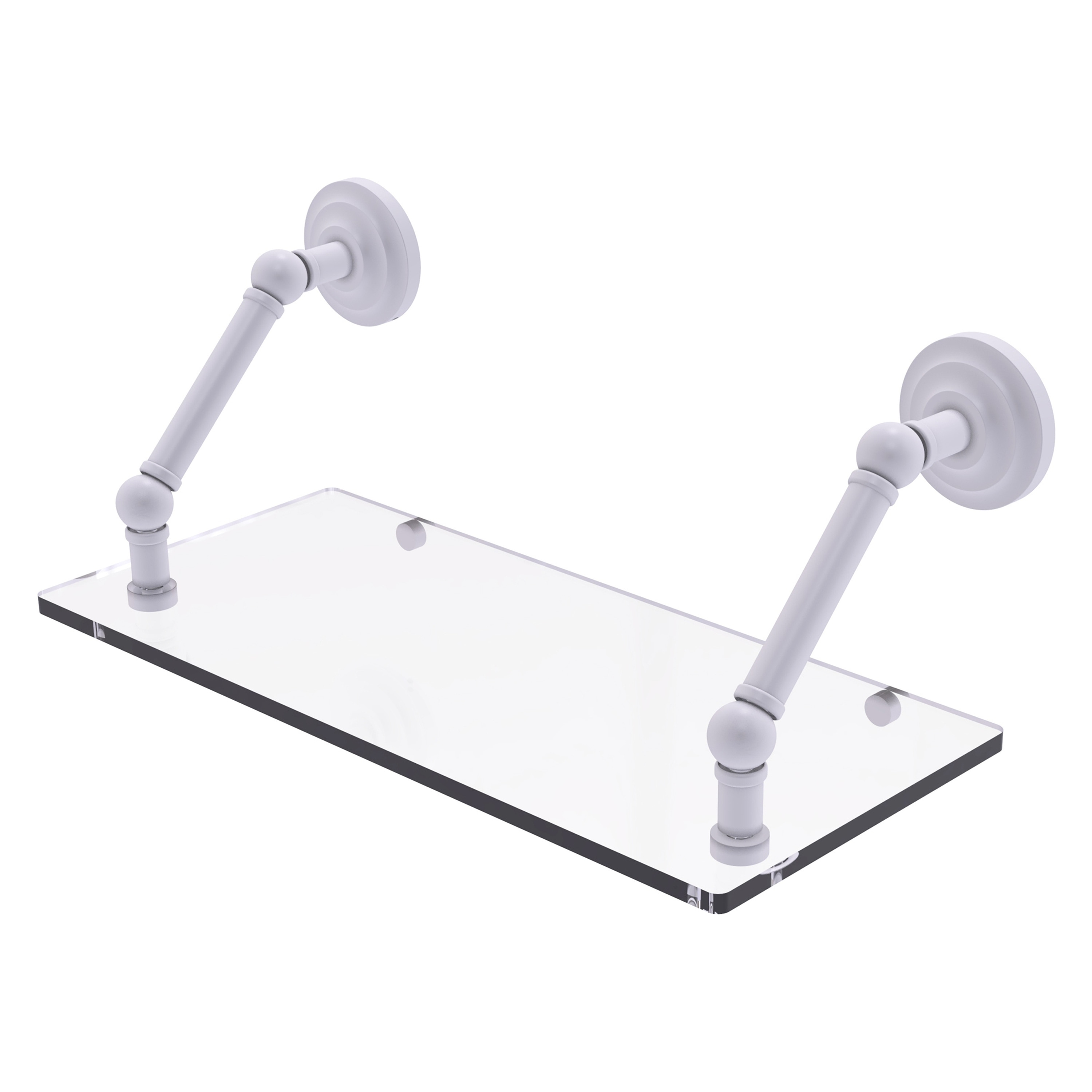 Allied Brass PQN-1-18-WHM Prestige Que New Matte White Wall mount Bathroom Shelf ( 18-in x 8-in x 8-in )