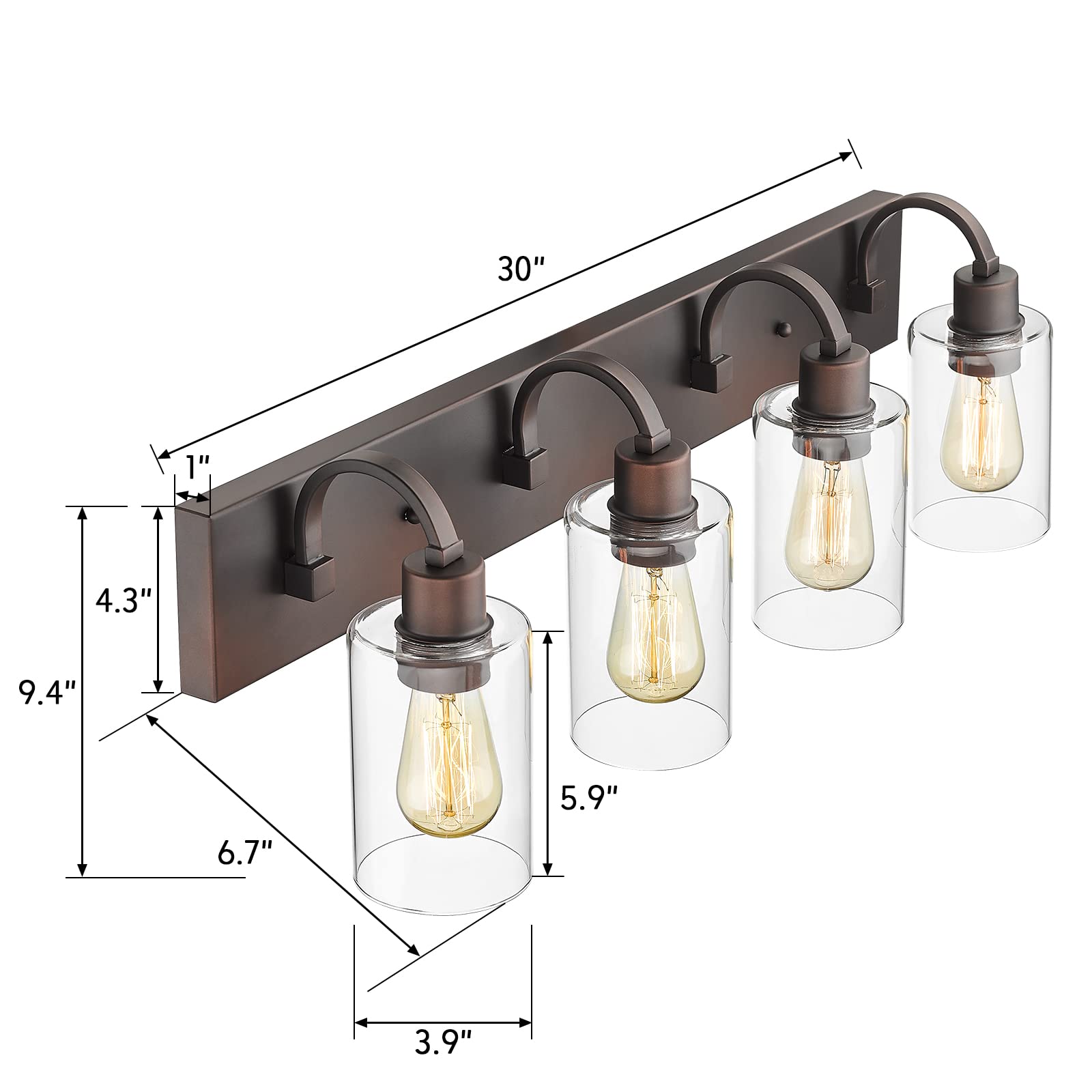 LTMATE JAZAVA 30-in 4-Light Oil-Rubbed Bronze Modern/Contemporary ...