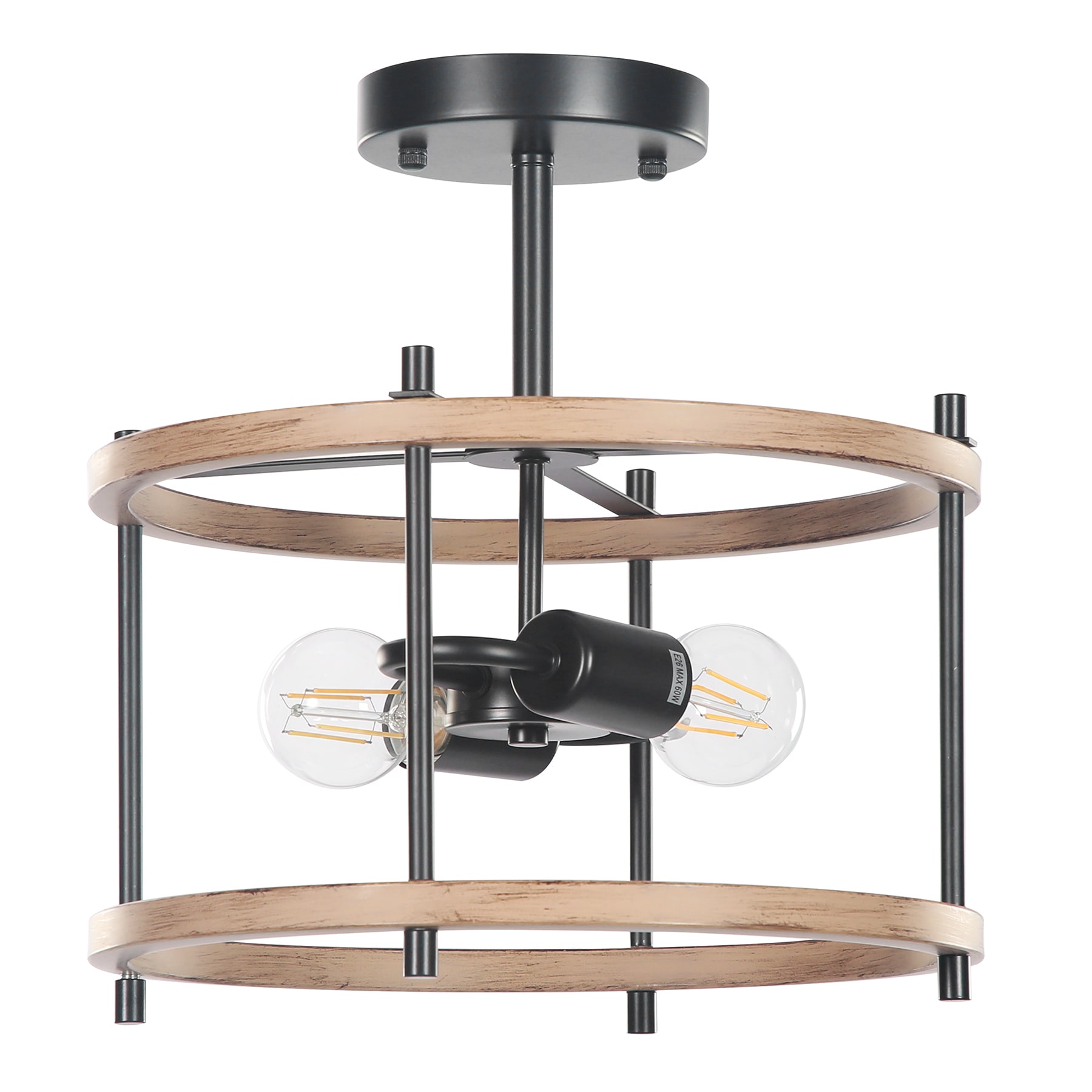 Tribesigns TH-SF0202 Fanny 2-Light 12.8-in Walnut Semi-Flush mount light