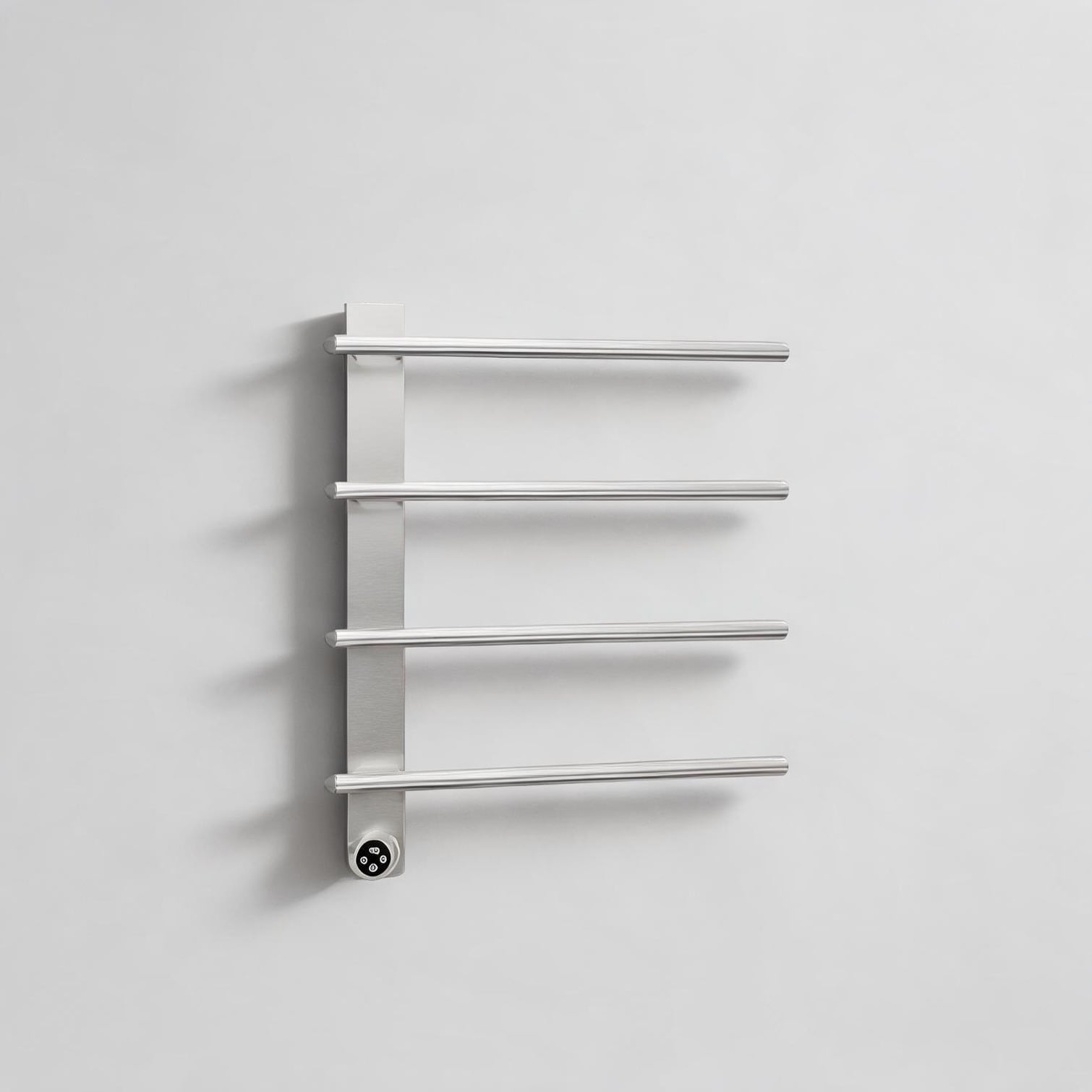 BBabe 4-Bar Wall-Mounted Heated Towel Rack in Brushed Nickel 20.5x24.2 Inches 150W Intelligent Timer Modern Bathroom Warmer