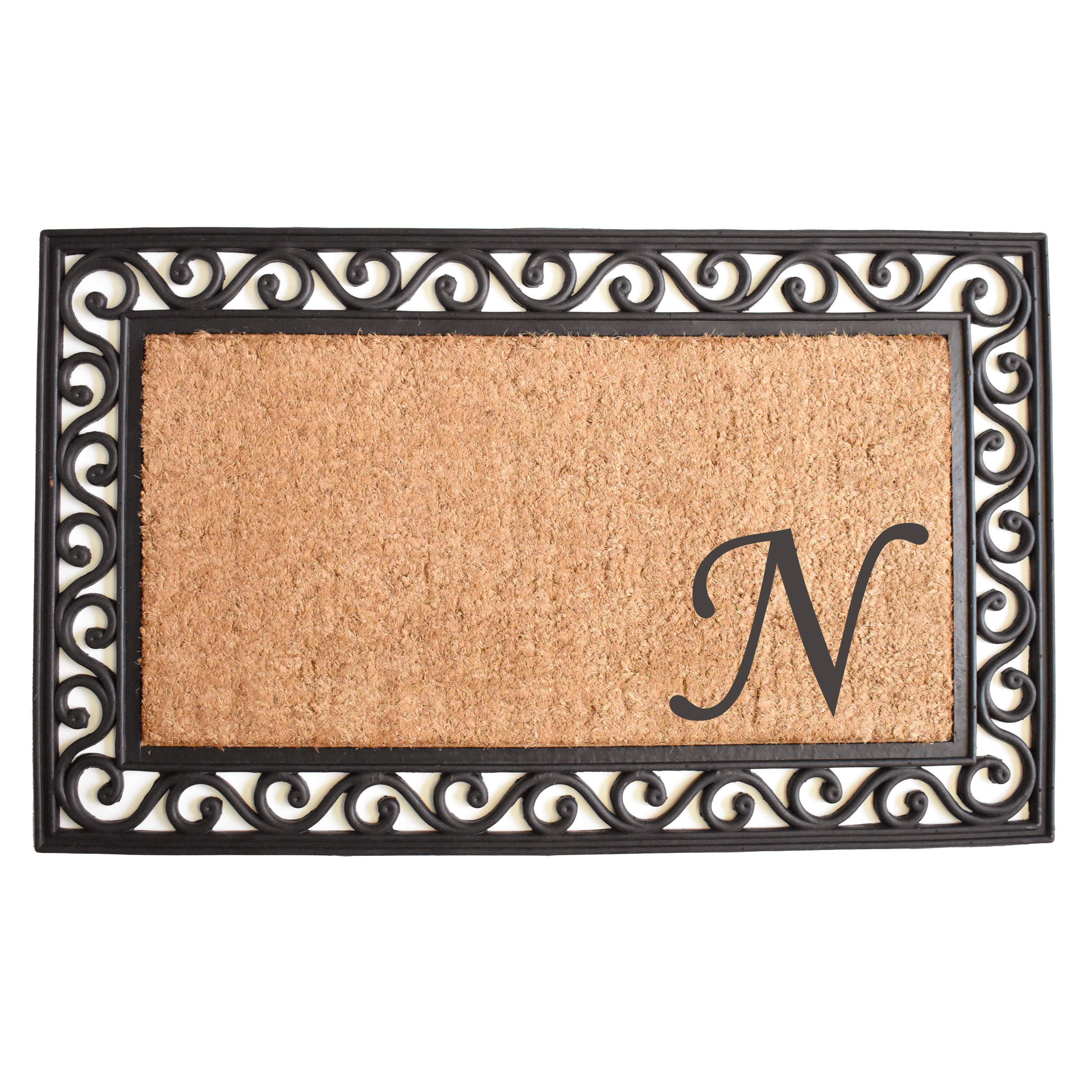 Callowaymills 104021830N 2-ft x 3-ft Natural/Black Coir/Rubber Rectangular Indoor or outdoor Decorative Door mat