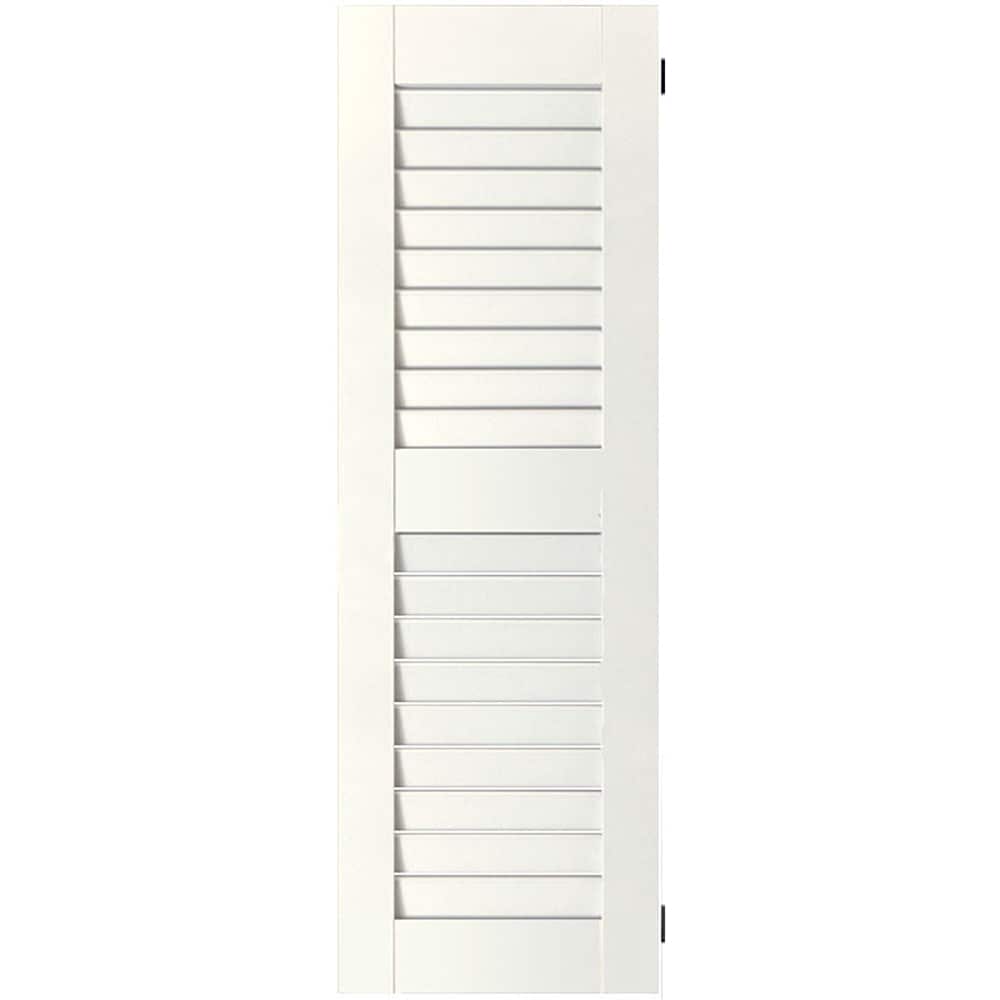 Ekena Millwork RWL15X068WHP 15-in W x 68-in H White Paintable/Stainable Louvered Wood Exterior Shutters ( 2 -Pack )