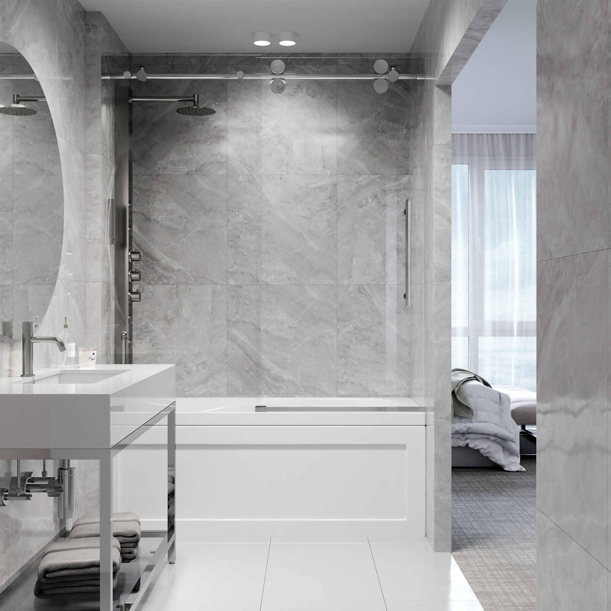 Elan Chrome 60" Frameless Sliding Tub Door with Laminated Glass