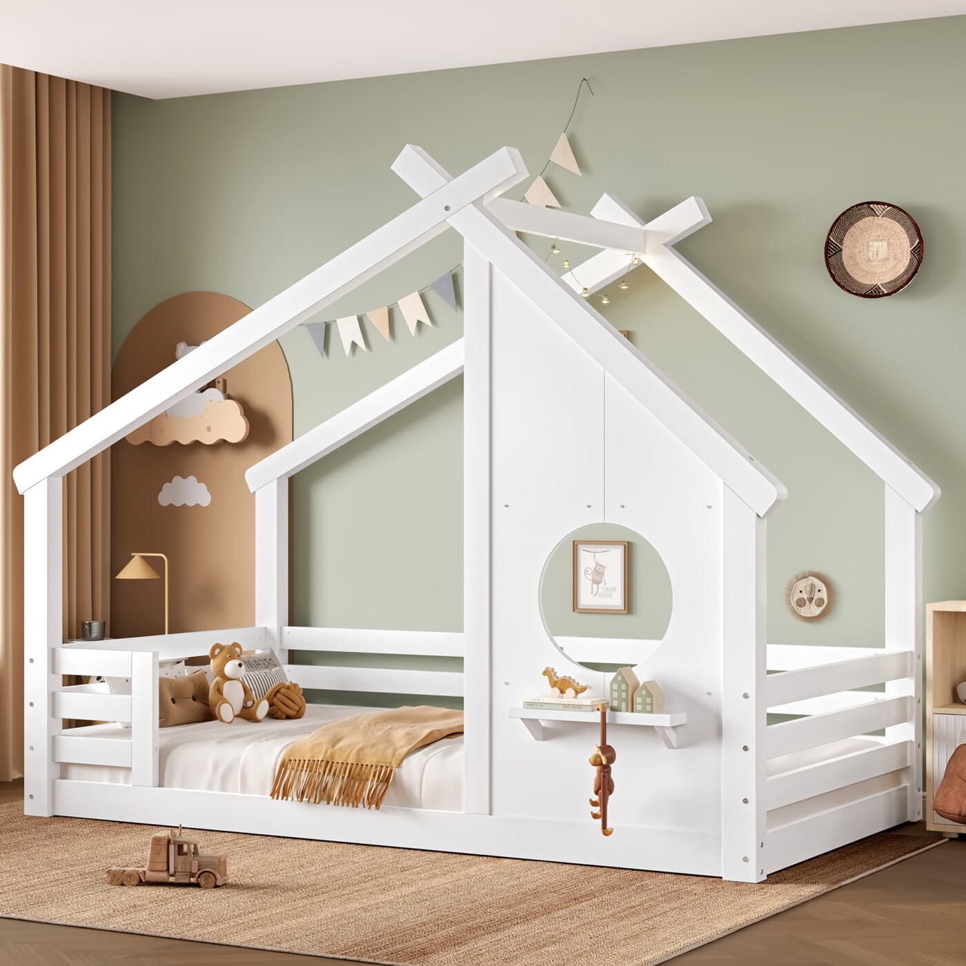 Streamdale Furniture Streamdale Twin House Floor Bed with Window and ...