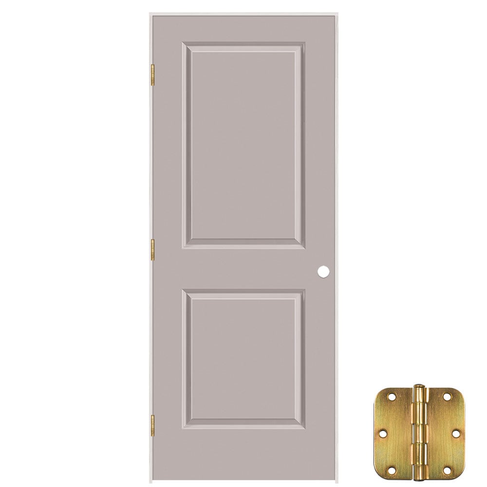 Masonite 641512 32-in x 80-in Driftwood Solid core 2-panel square Right hand Smooth Prefinished Molded composite Flat Jamb Single Prehung Interior Door