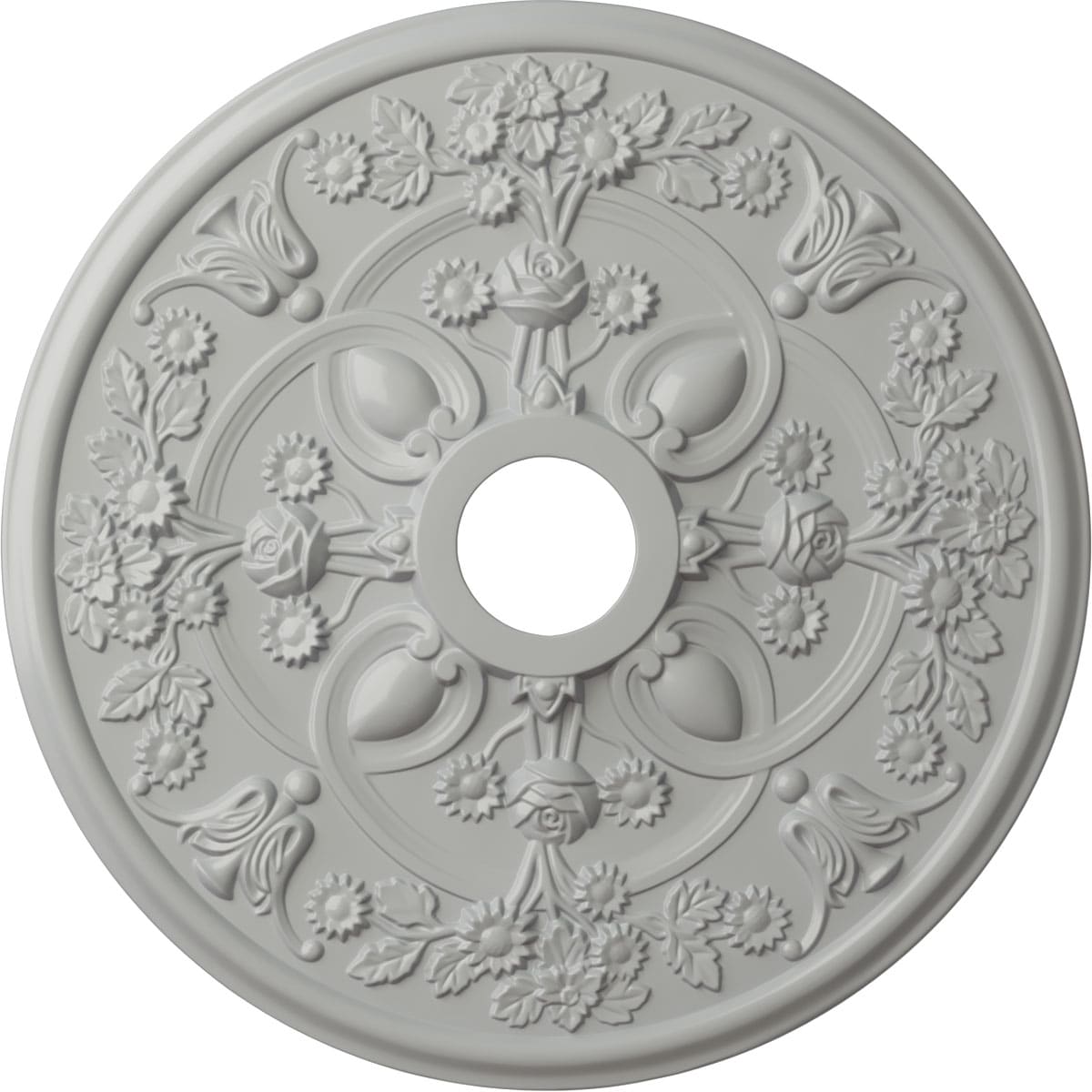 Ekena Millwork CM30ROFRF Rose 30.875-in W x 30.875-in L Painted Frost Polyurethane Whole Ceiling Medallion