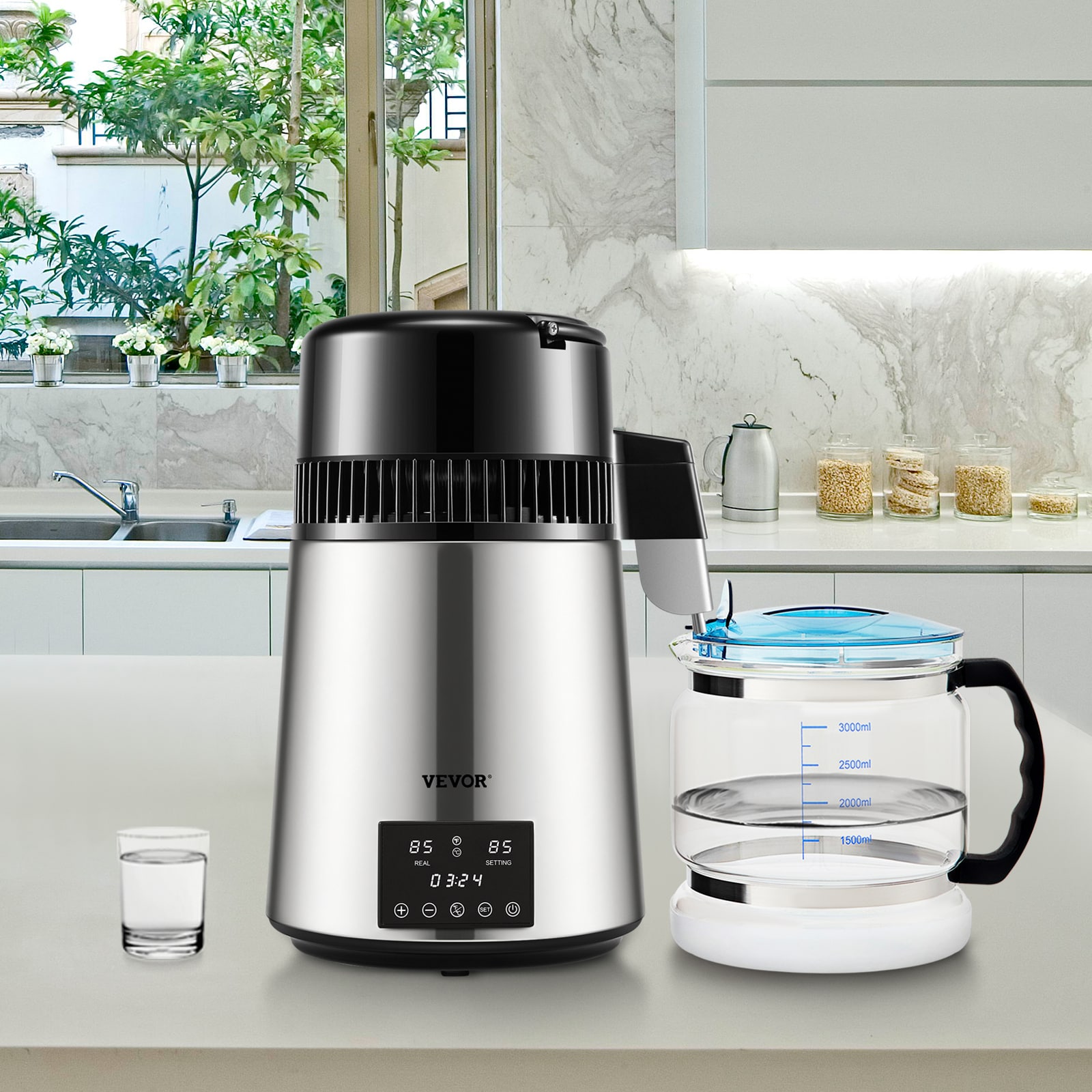 VEVOR 750 W 6 Gal/D Water Distiller Silver 1-Cup Corded Digital Electric Kettle with Automatic Shut-Off DSDW1LH4L110V8WJBV1 Sansujyuku sansujyuku.com