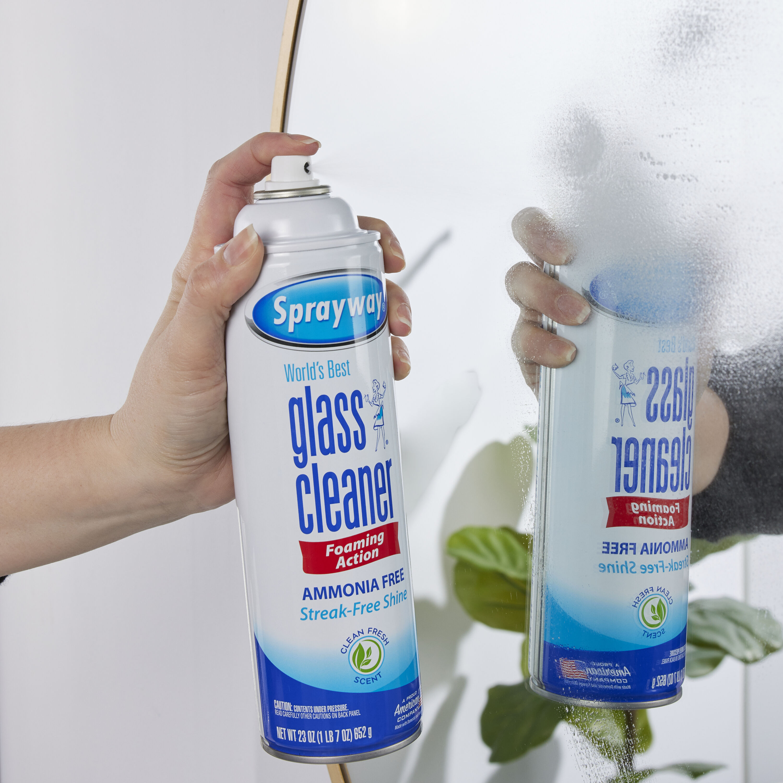 Sprayway Glass Cleaner Spray - Window Car Foam Liquid Glass (32 Oz)- All  purpose cleaner- limpiador de vidrios ventanas- With 2 pack Microfiber